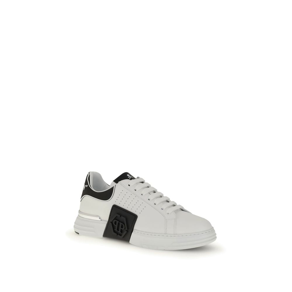 Philipp Plein White Calf Leather Bos Taurus Athletic Sneakers | Regal Royce