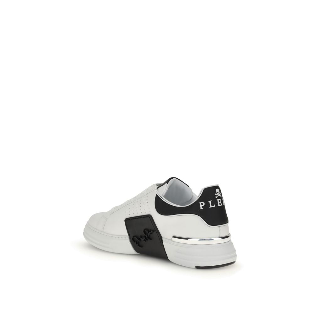 Philipp Plein White Calf Leather Bos Taurus Athletic Sneakers | Regal Royce