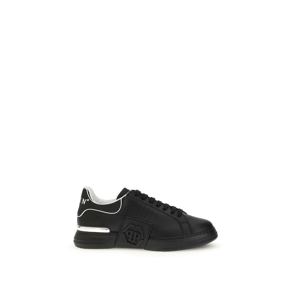 Philipp Plein Black Calf Leather Bos Taurus Athletic Sneakers | Regal Royce