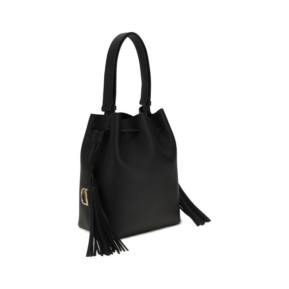 Valentino Garavani Black Calf Leather Bos Taurus Shoulder Bag | Regal Royce