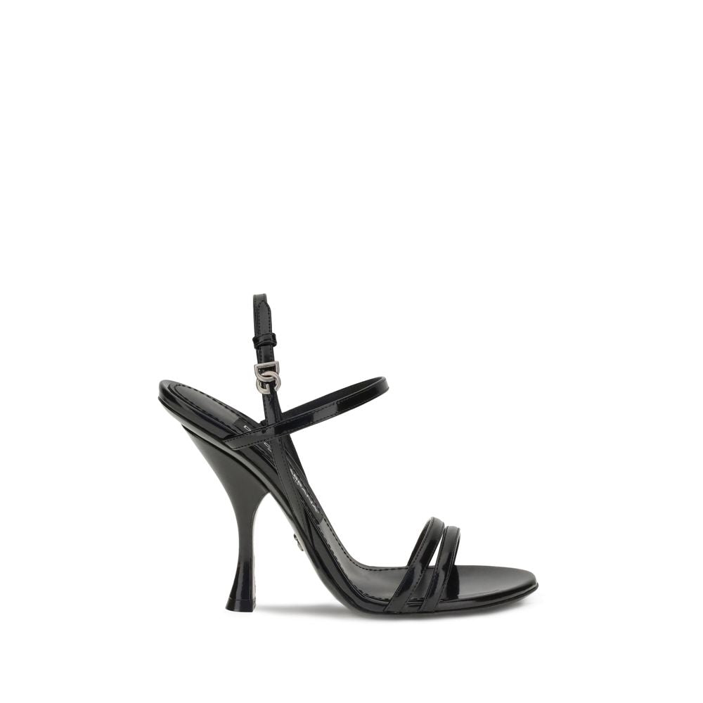 Dolce & Gabbana Black Calf Leather Bos Taurus Stiletto Heel Sandals | Regal Royce