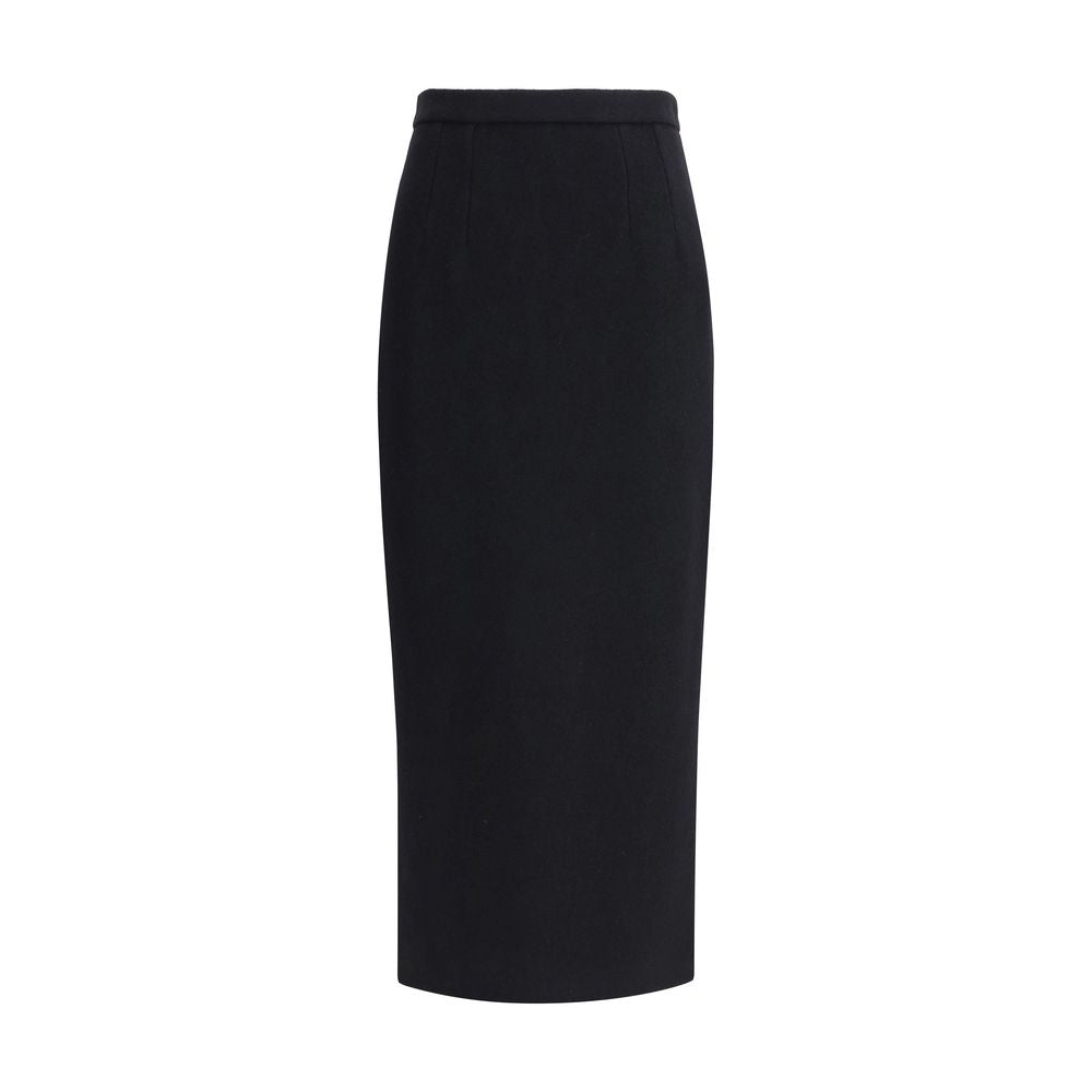 Dolce & Gabbana Black Fleece Wool Long Skirt | Regal Royce