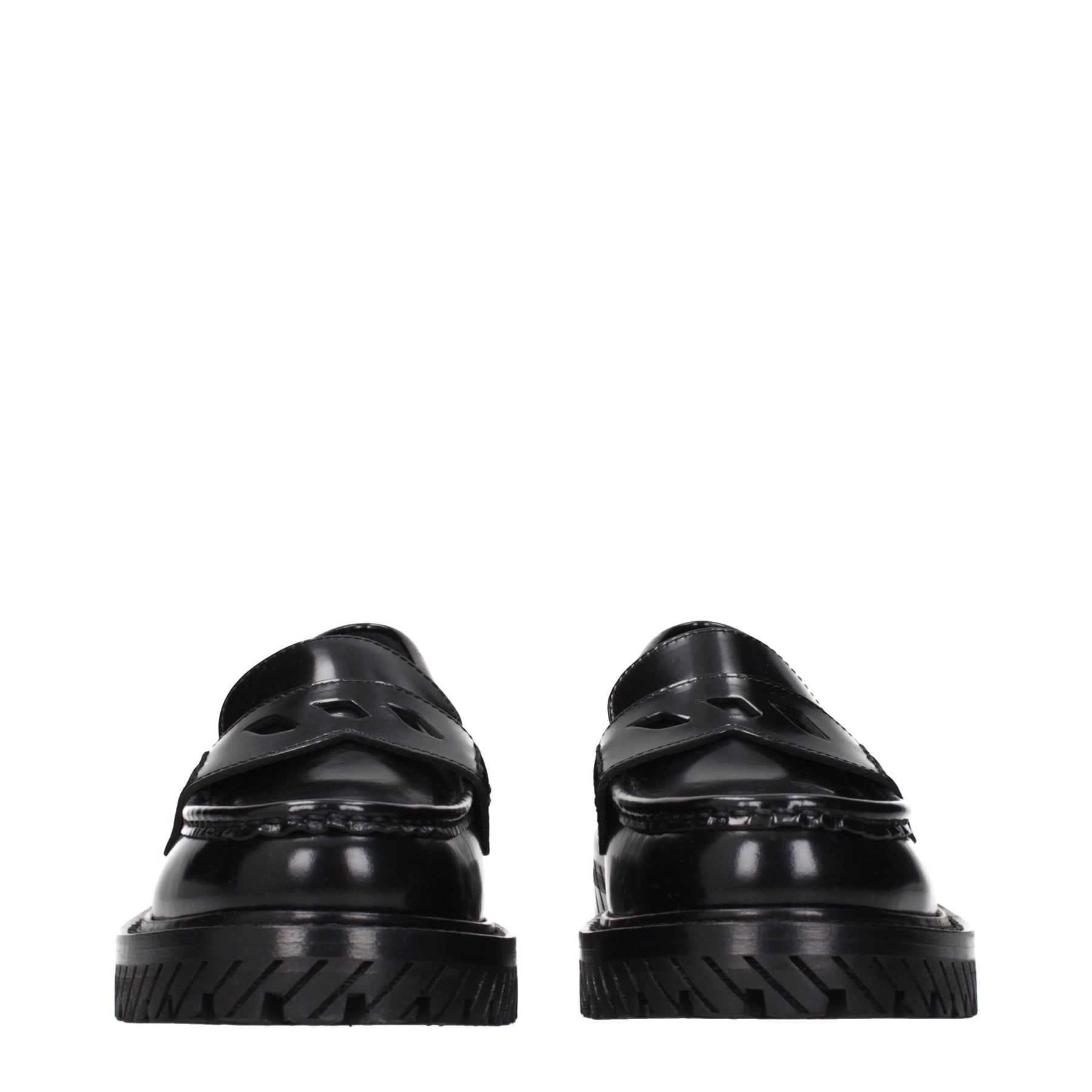 Off-White Black Leather Slip-On Loafers | Regal Royce