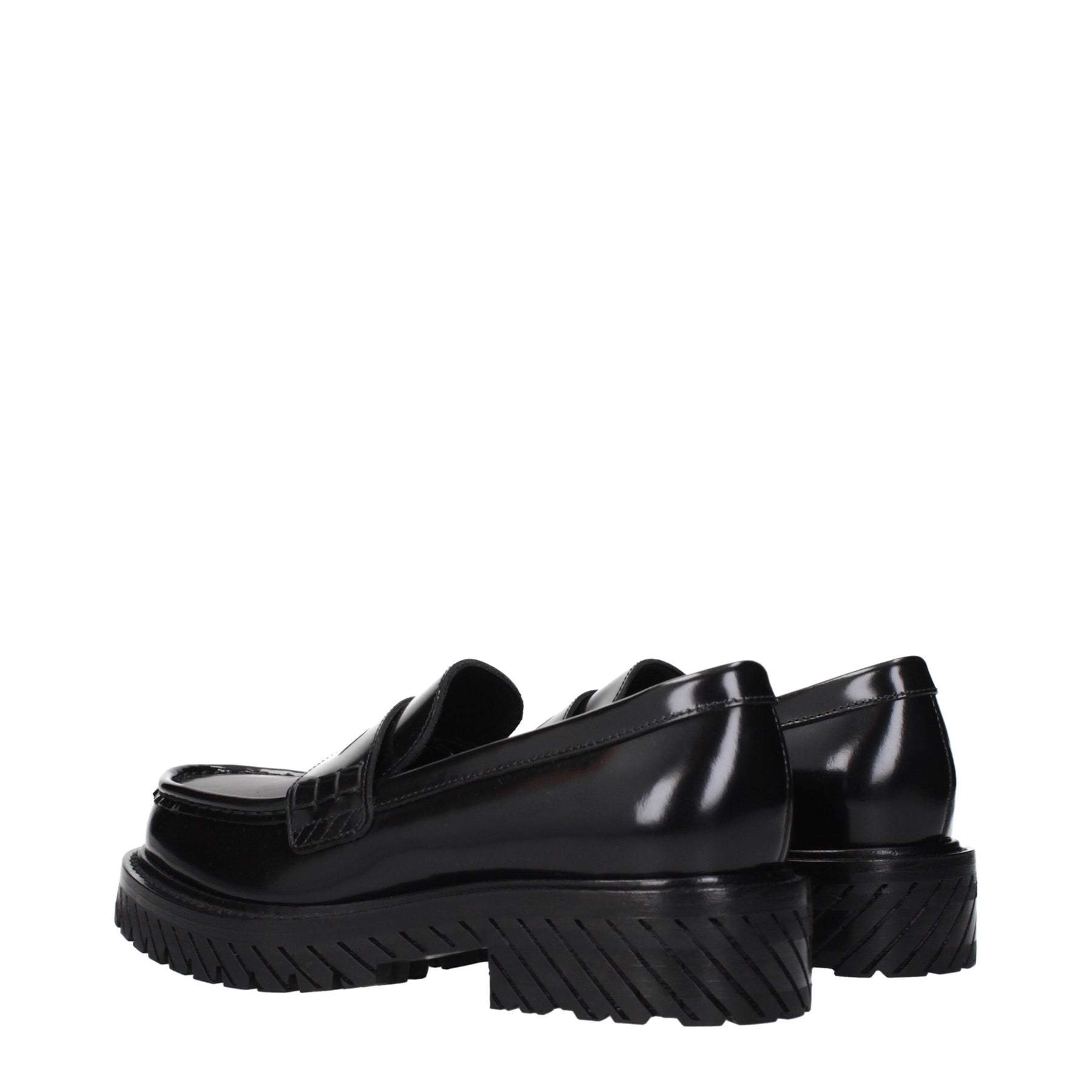 Off-White Black Leather Slip-On Loafers | Regal Royce