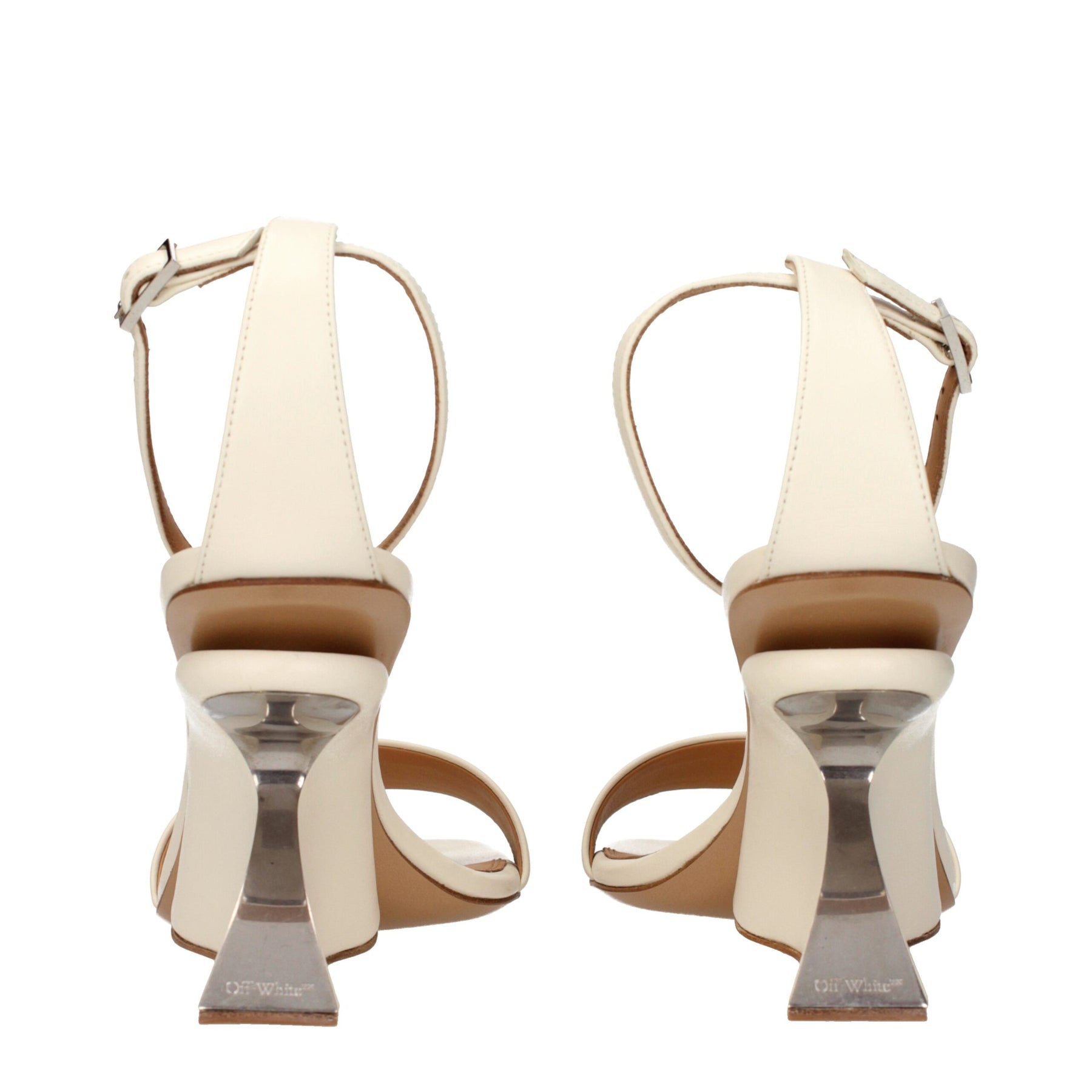Off-White Beige Leather Platform Sandals | Regal Royce