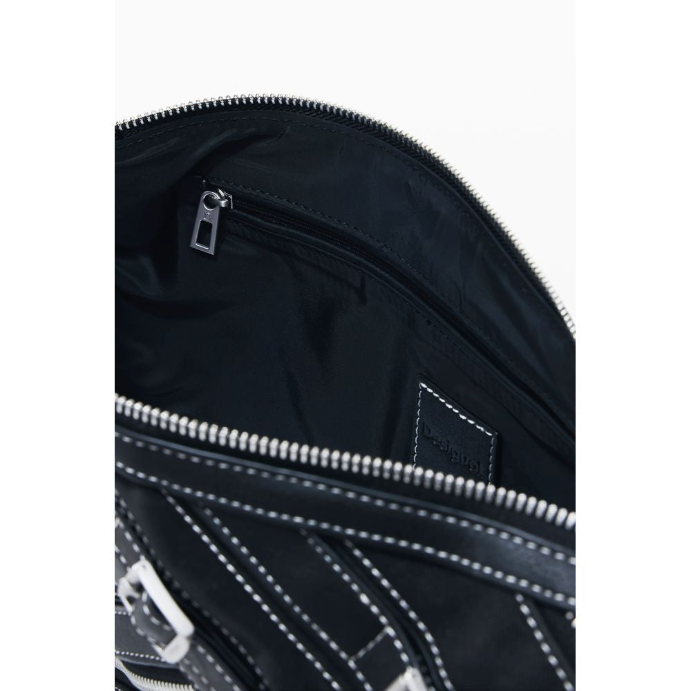 Desigual Nero Poliuretano Women Shoulder Bag | Regal Royce