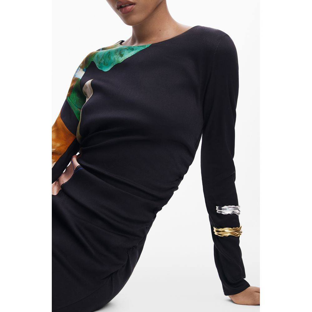Desigual Black Viscose Women Dress | Regal Royce