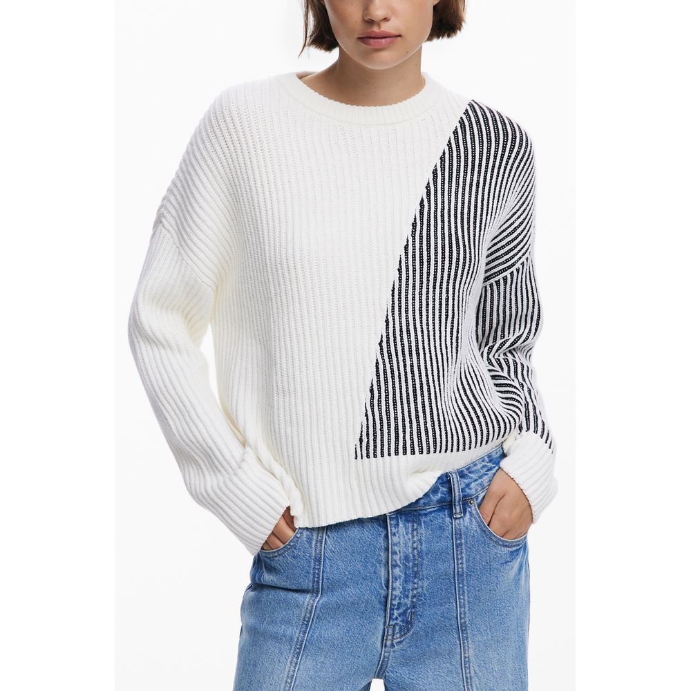Desigual Bianco Cotton Women Sweater | Regal Royce