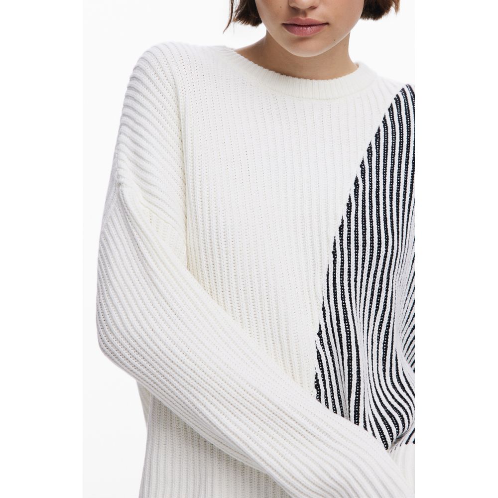 Desigual Bianco Cotton Women Sweater | Regal Royce