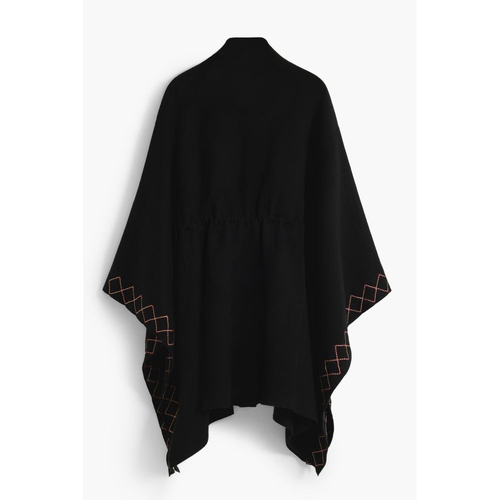 Desigual Black Polyester Women Poncho | Regal Royce