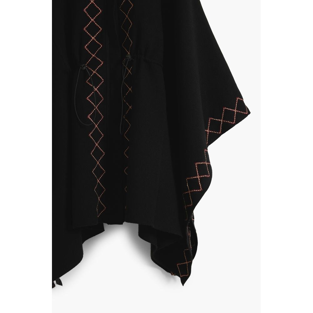 Desigual Black Polyester Women Poncho | Regal Royce