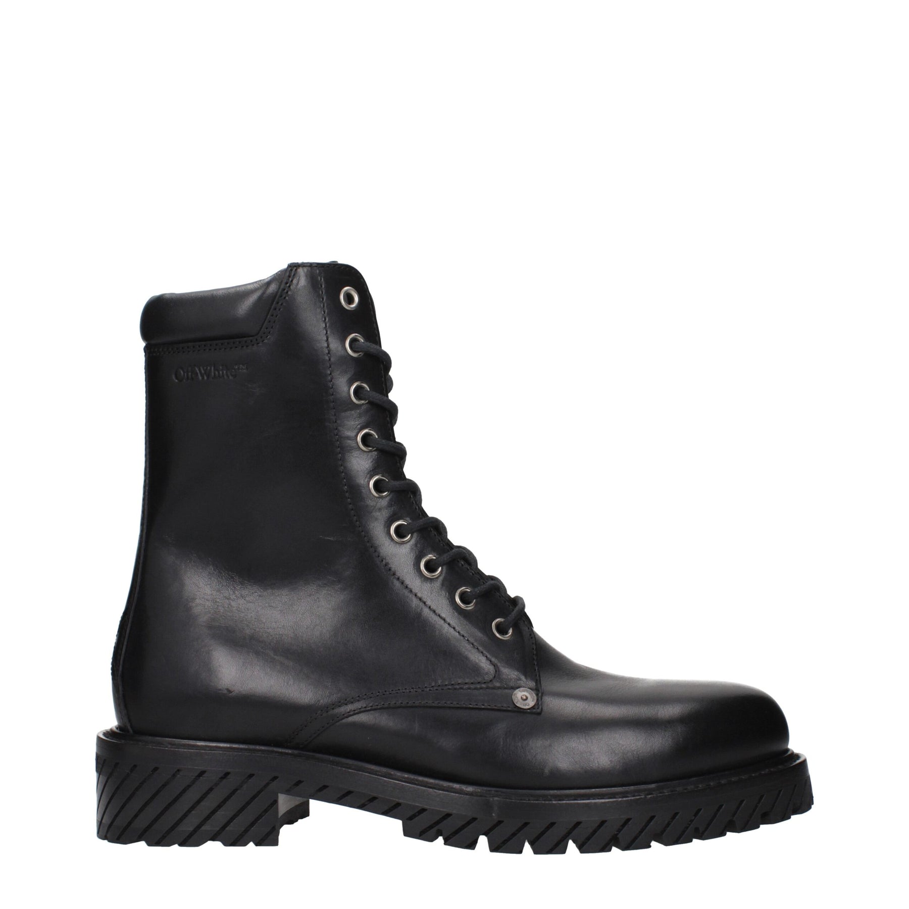 Off-White Black Leather Ankle Boots | Regal Royce