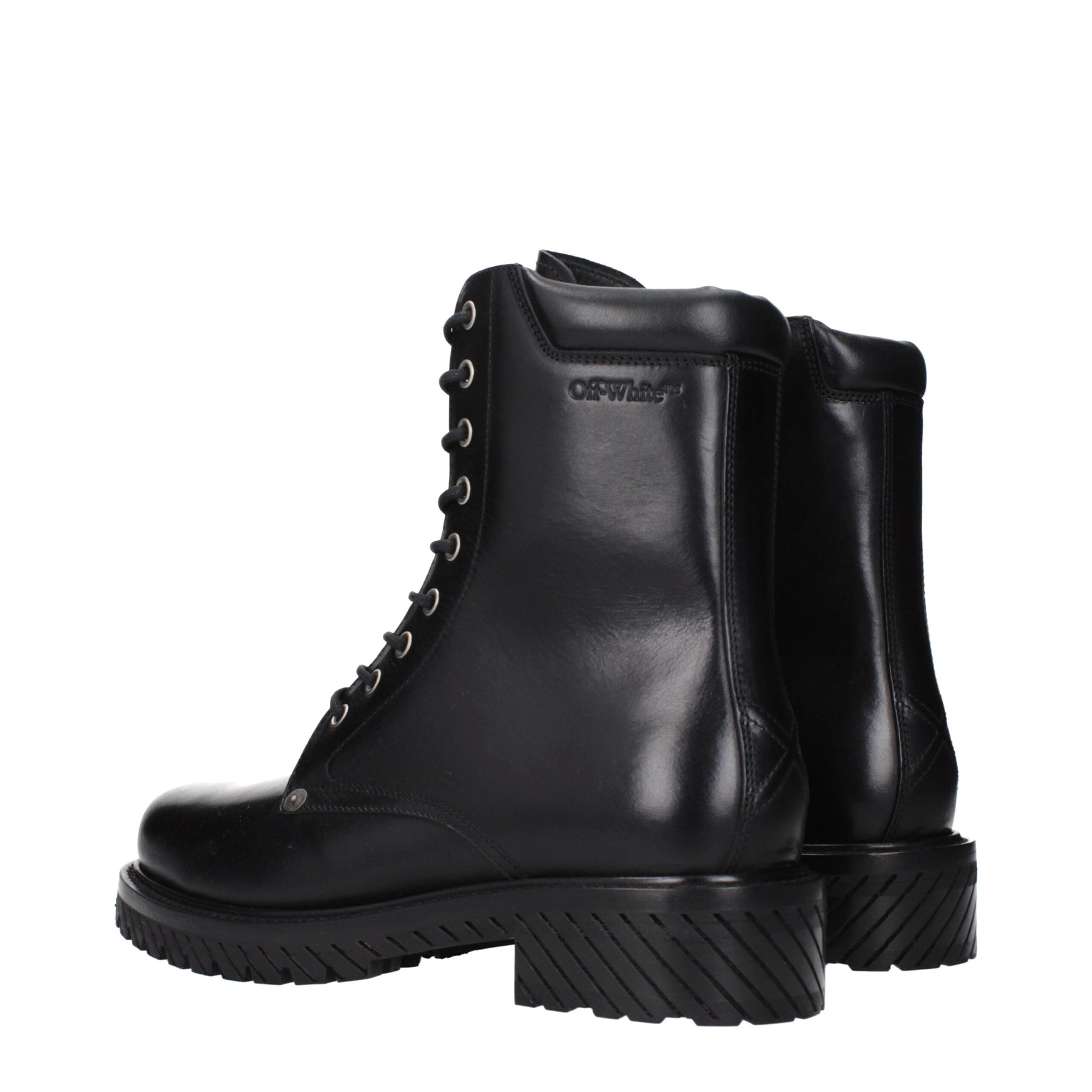 Off-White Black Leather Ankle Boots | Regal Royce