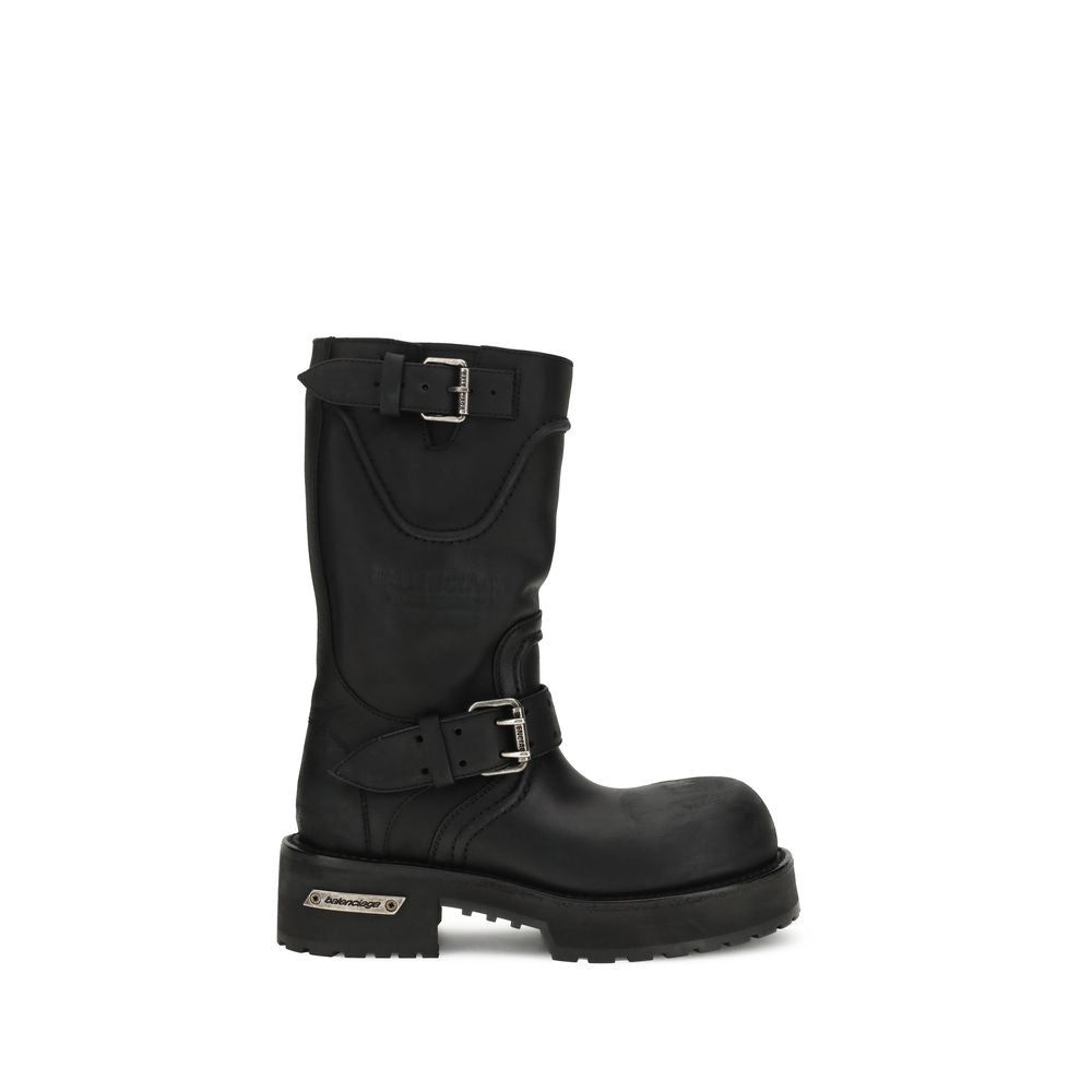 Balenciaga Black Calf Leather Bos Taurus Lace-Up Boots | Regal Royce