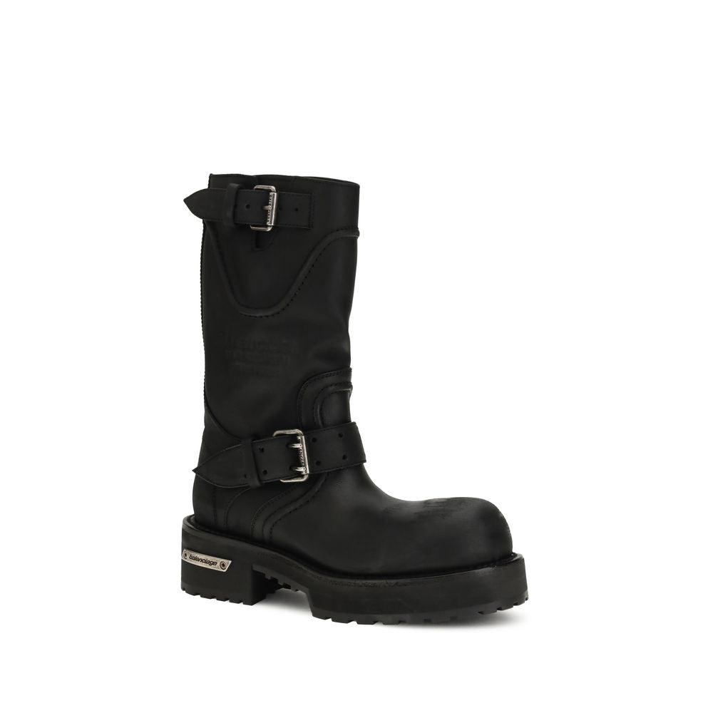 Balenciaga Black Calf Leather Bos Taurus Lace-Up Boots | Regal Royce