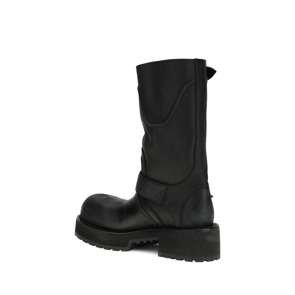 Balenciaga Black Calf Leather Bos Taurus Lace-Up Boots | Regal Royce