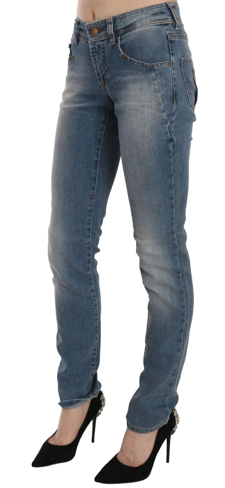 John Galliano Blue Washed Mid Waist Skinny Casual Denim Pants | Regal Royce
