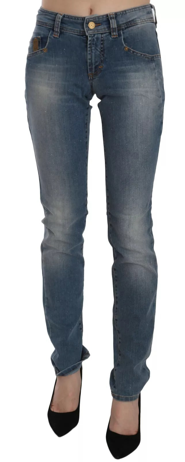 John Galliano Blue Washed Mid Waist Skinny Casual Denim Pants | Regal Royce
