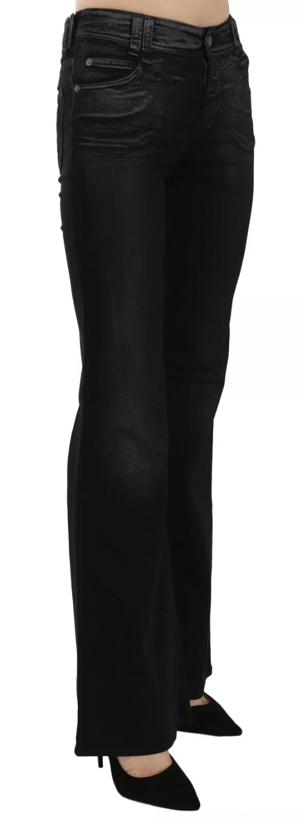 John Galliano Black Washed High Waist Flared Denim Casual Pants Jeans | Regal Royce