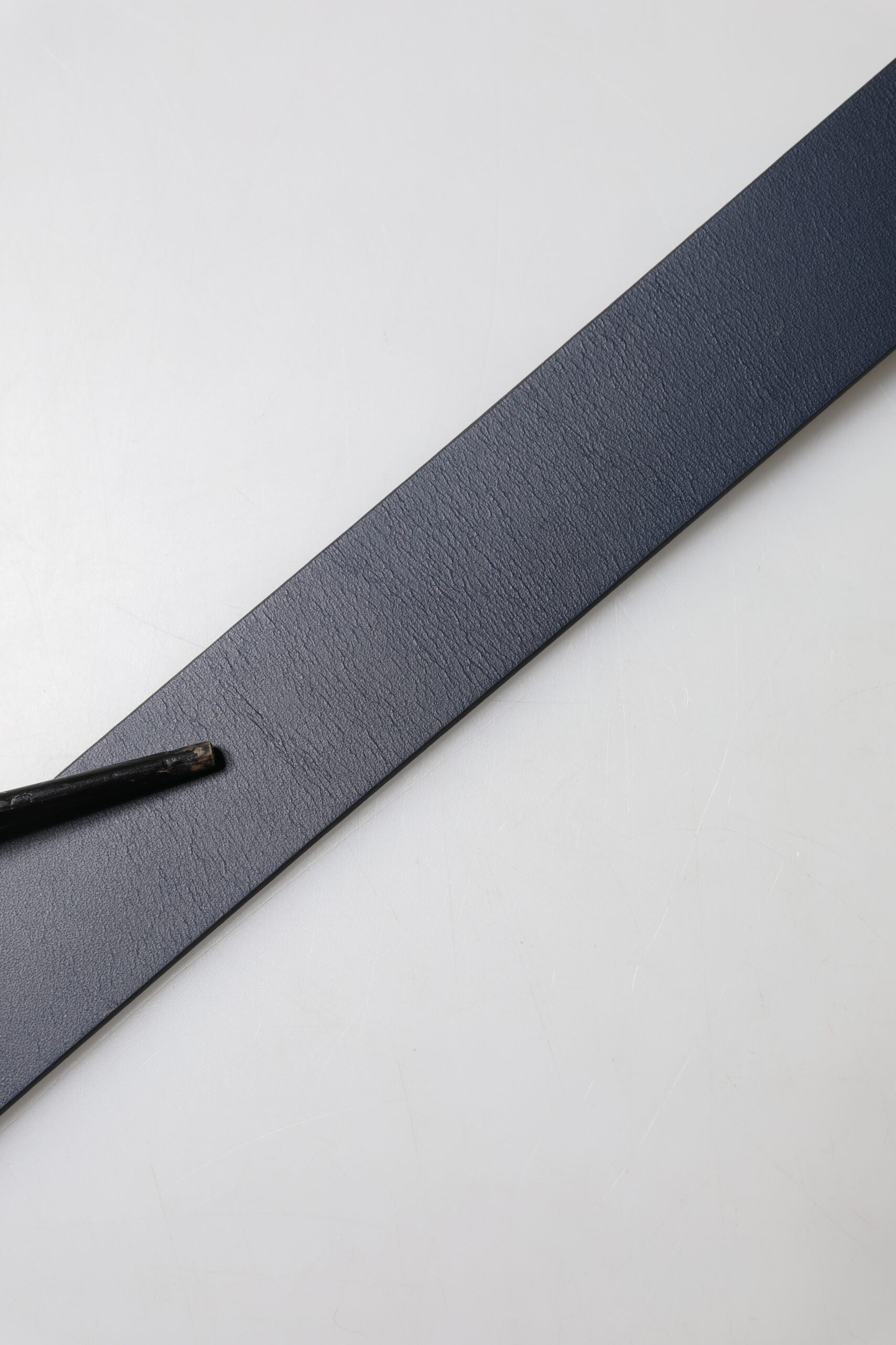 Dolce & Gabbana Blue Leather Classic Metal Logo Buckle Belt | Regal Royce