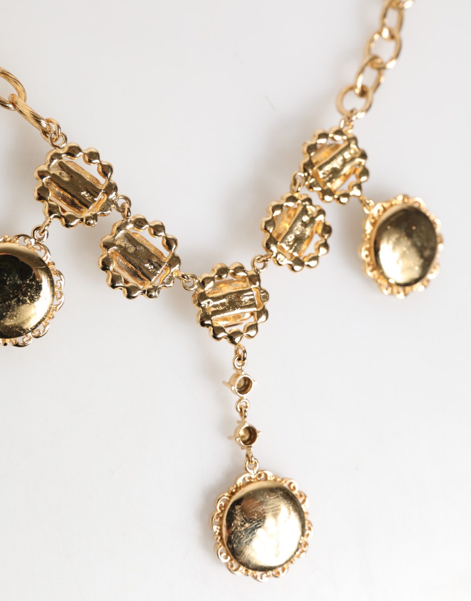 Dolce & Gabbana Gold Crystal Clock Pendant Statement Jewelry Necklace | Regal Royce