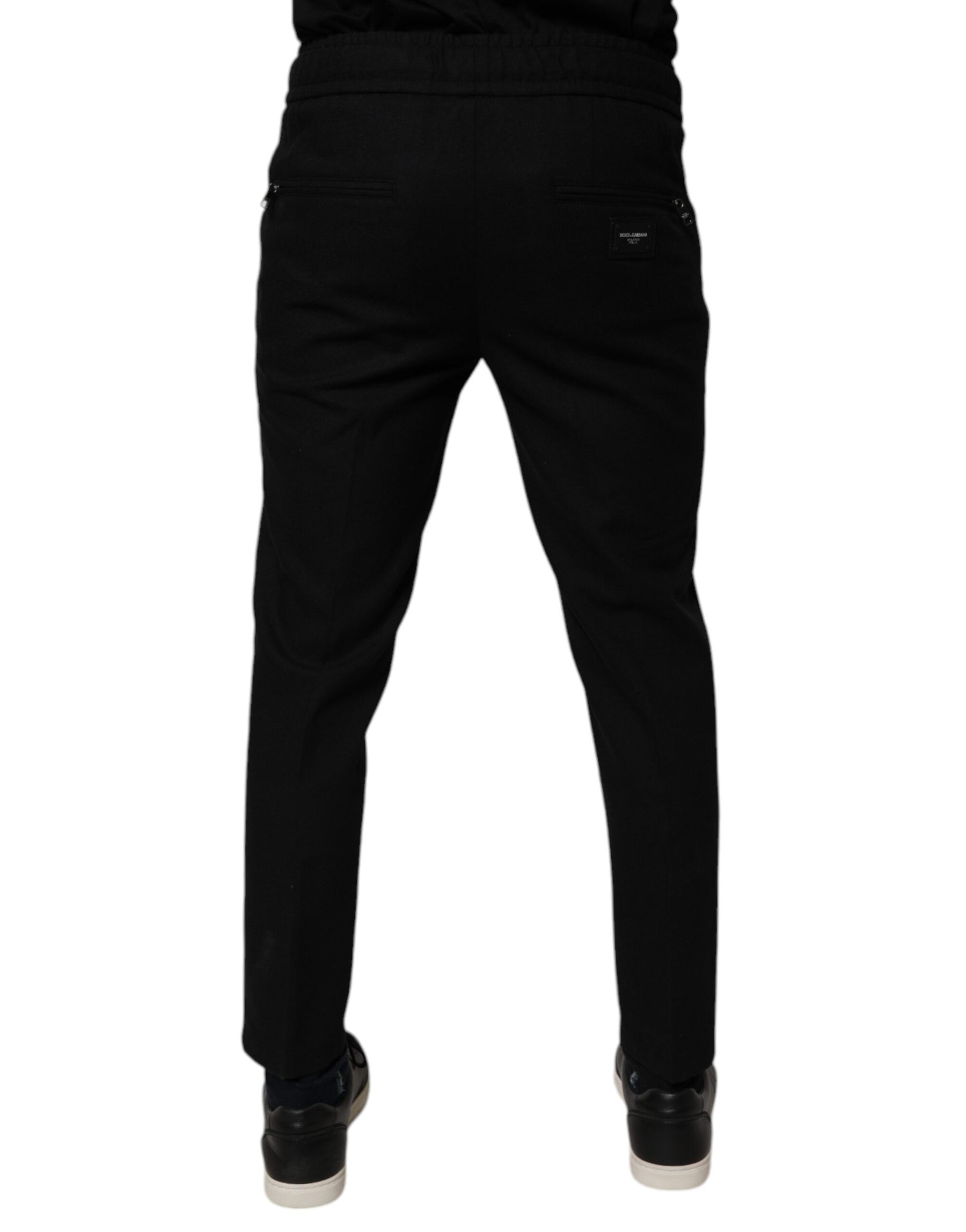 Dolce & Gabbana Black Wool Skinny Jogger Men Trouser Pants | Regal Royce