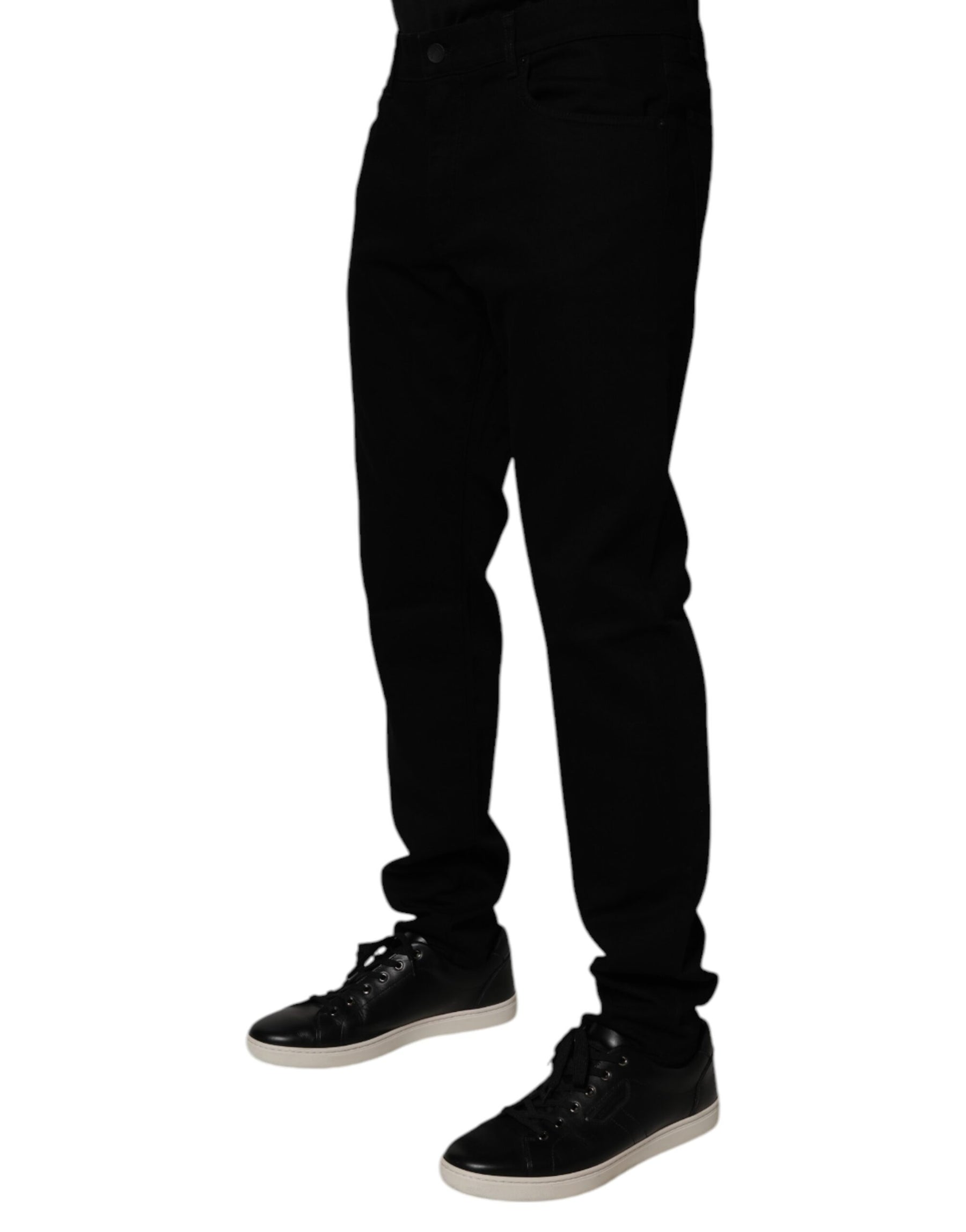 Dolce & Gabbana Black Cotton Stretch Skinny Men Denim Jeans | Regal Royce