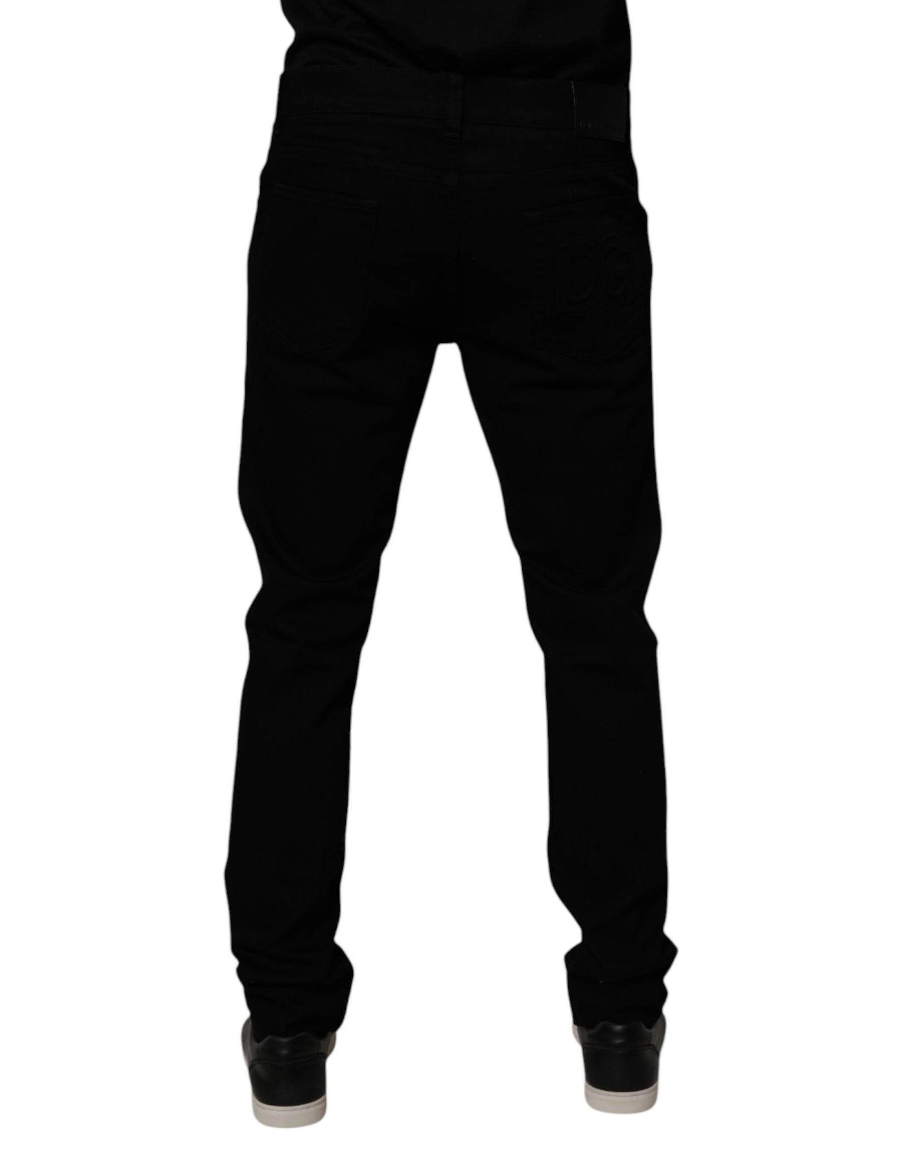 Dolce & Gabbana Black Cotton Stretch Skinny Men Denim Jeans | Regal Royce
