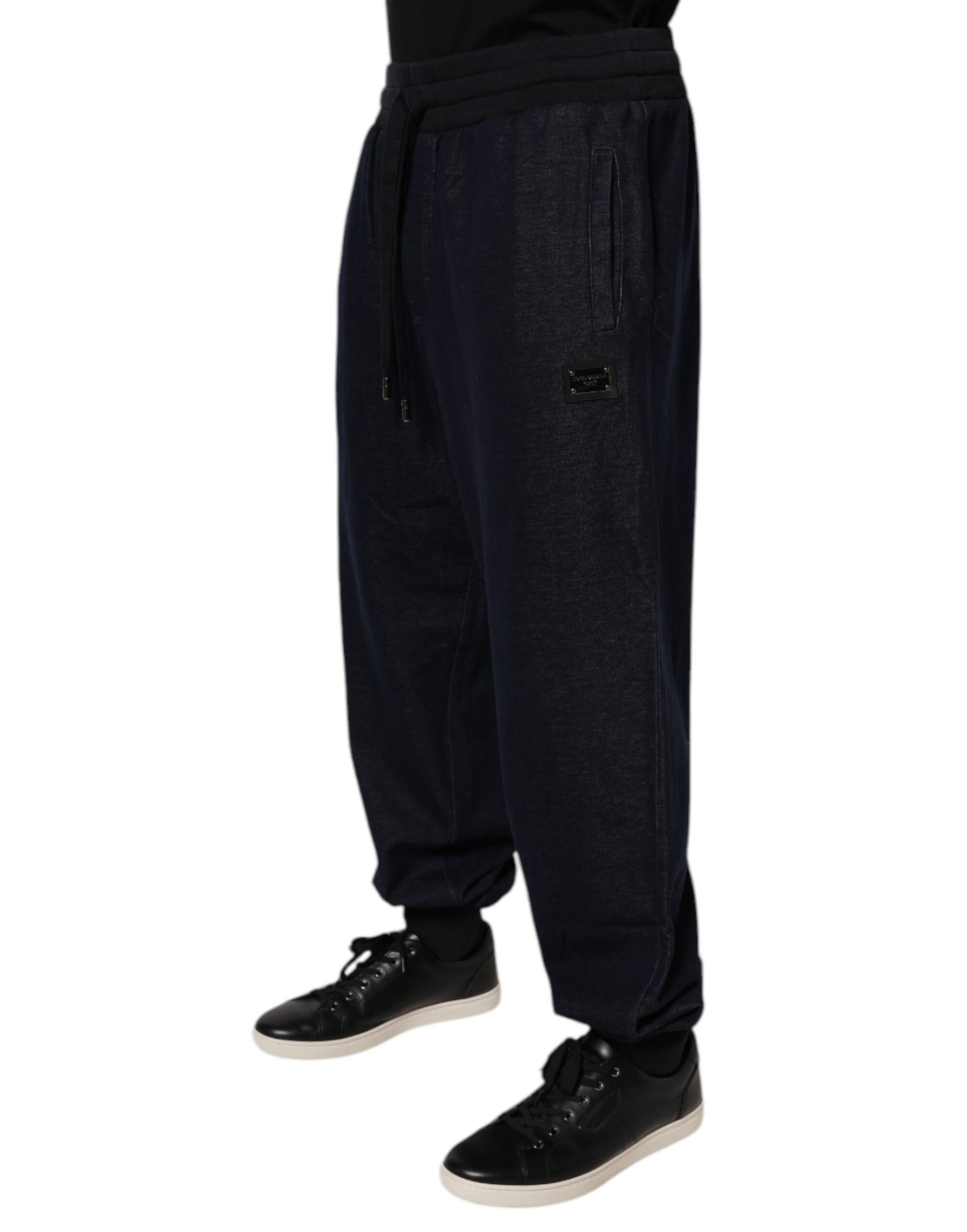 Dolce & Gabbana Black Cotton Blend Men Jogger Trouser Pants | Regal Royce