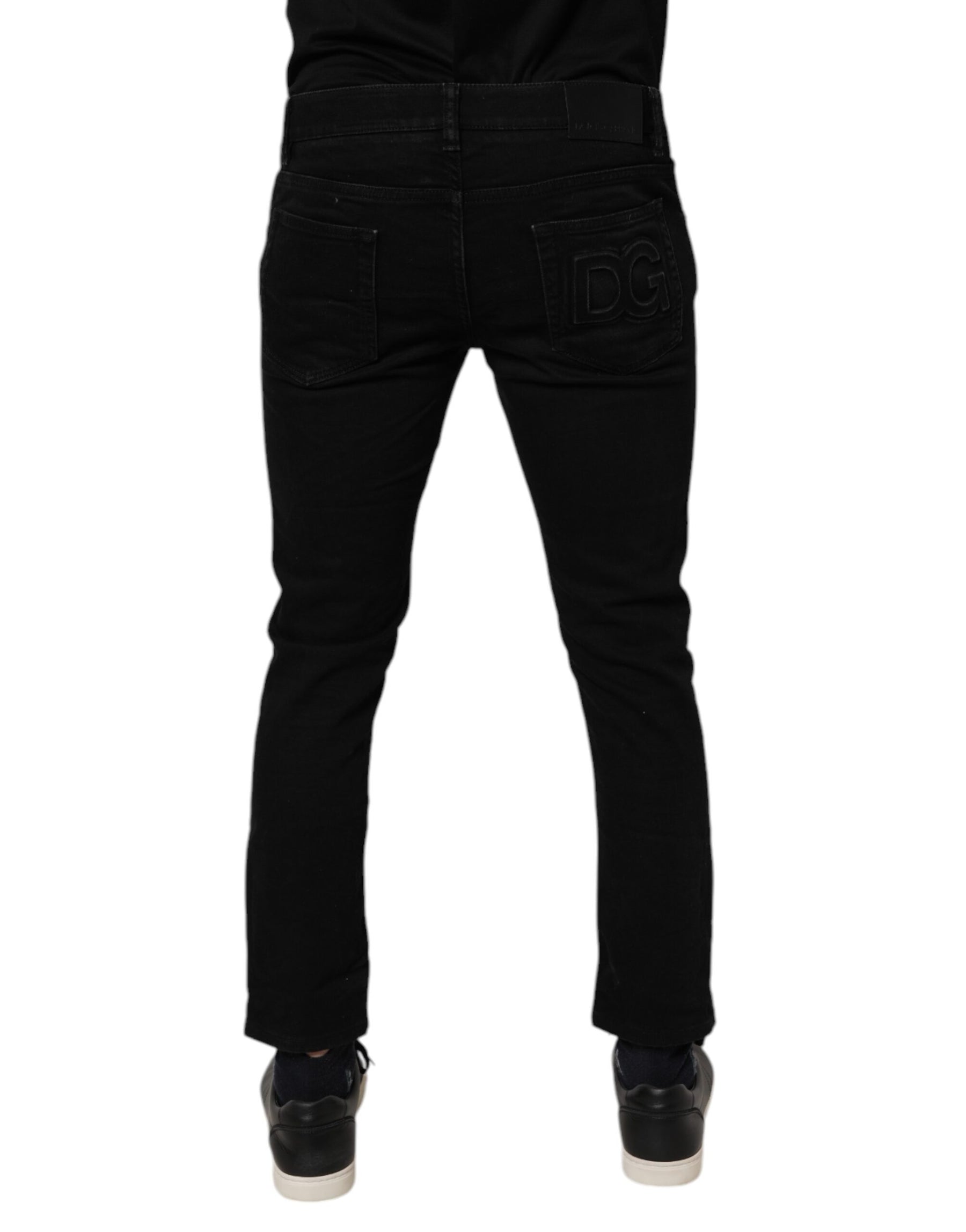 Dolce & Gabbana Black Cotton Stretch Skinny Men Denim Jeans | Regal Royce