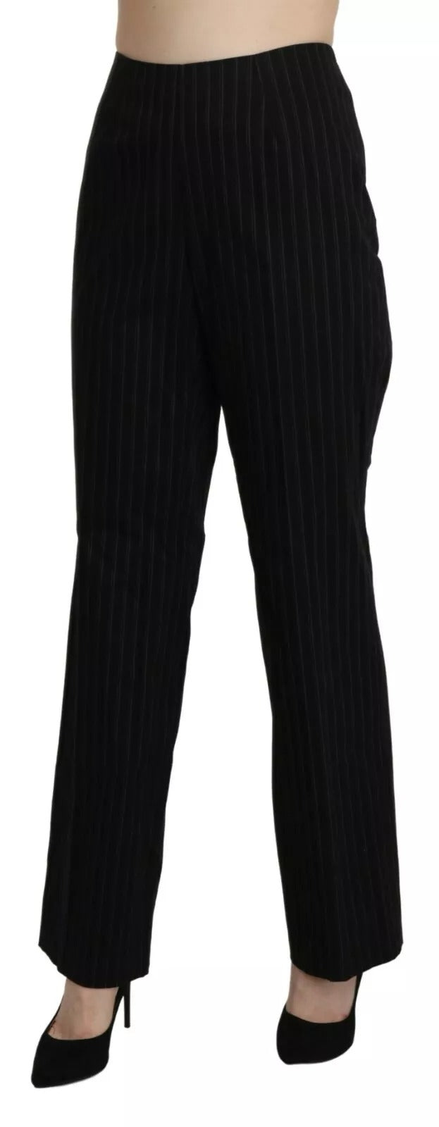 BENCIVENGA Black High Waist Straight Dress Trouser Pants | Regal Royce