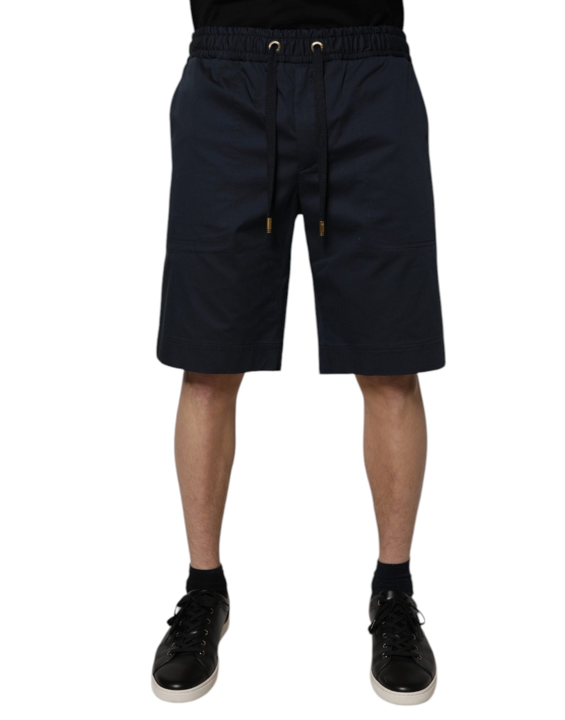 Dolce & Gabbana Navy Blue Cotton Stretch Men Bermuda Shorts | Regal Royce
