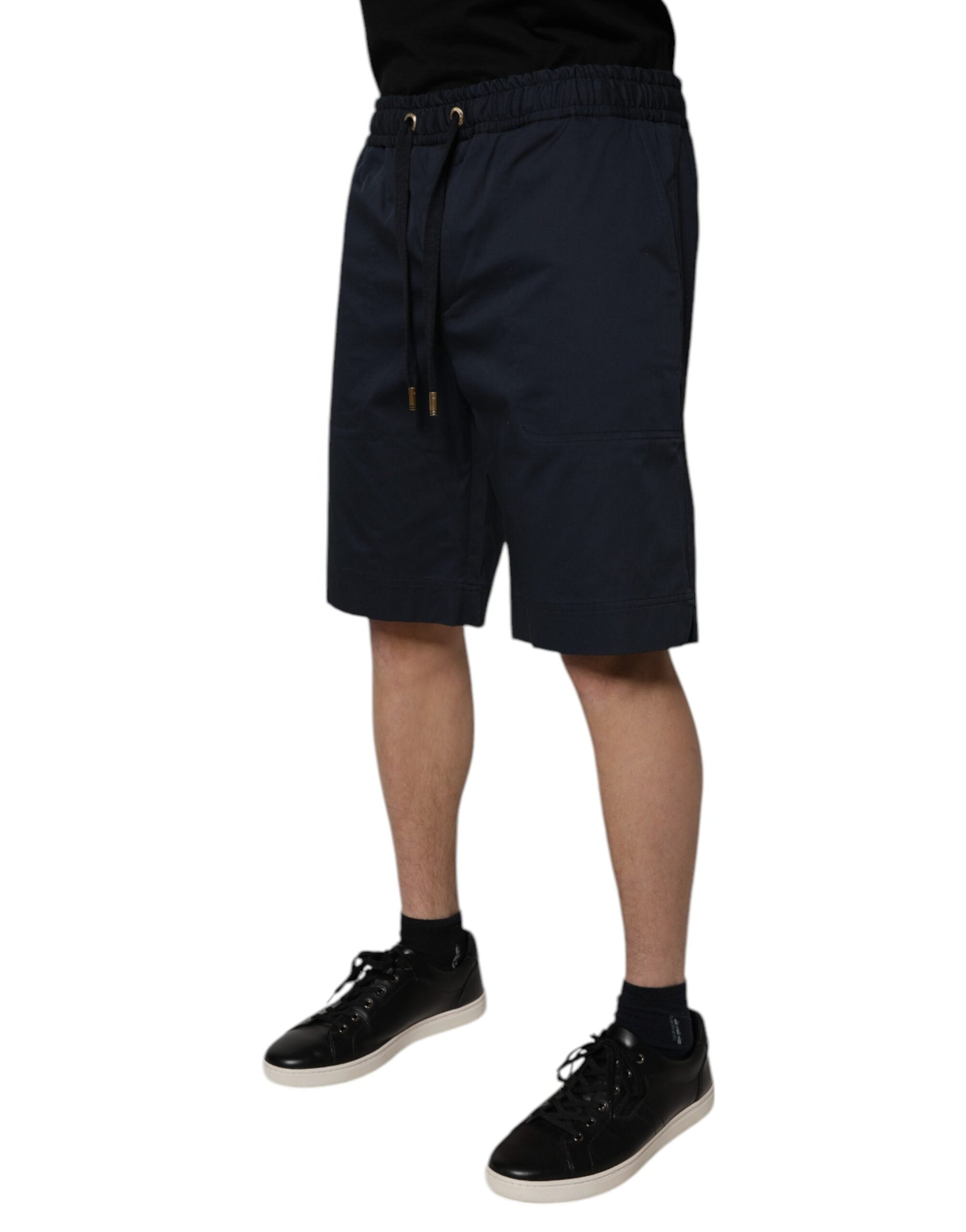 Dolce & Gabbana Navy Blue Cotton Stretch Men Bermuda Shorts | Regal Royce