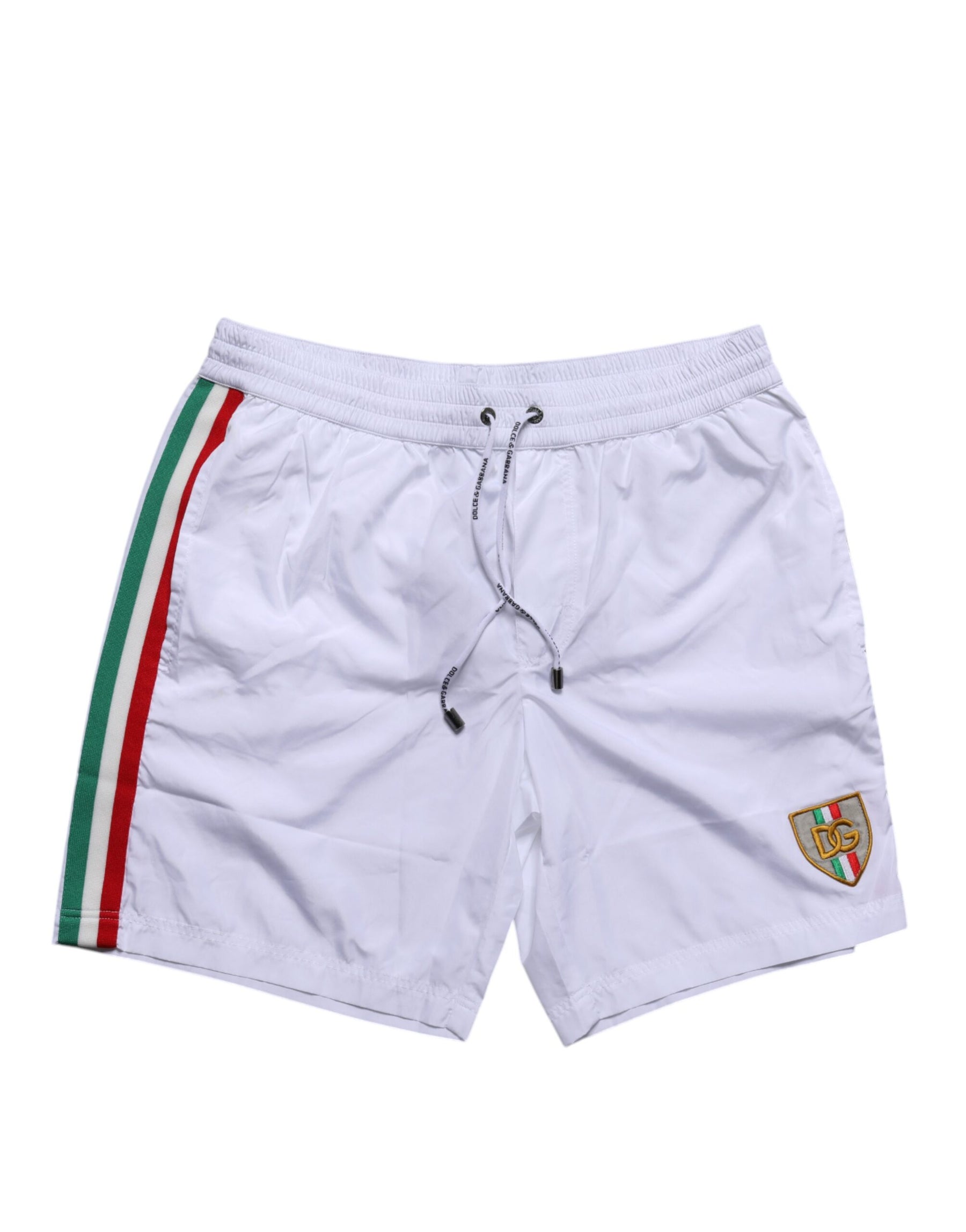 Dolce & Gabbana White Logo Polyester Men Beachwear Swimwear | Regal Royce