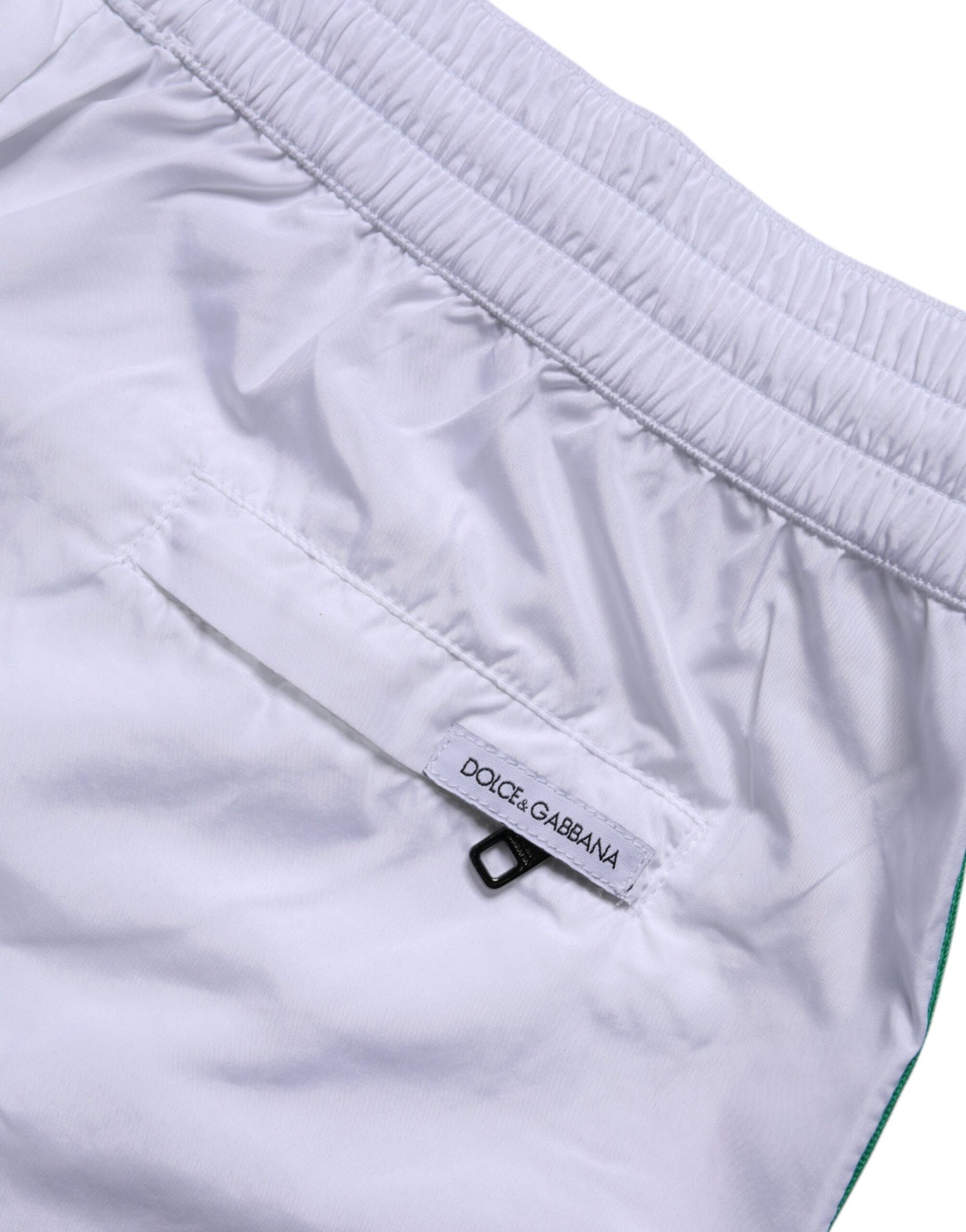 Dolce & Gabbana White Logo Polyester Men Beachwear Swimwear | Regal Royce