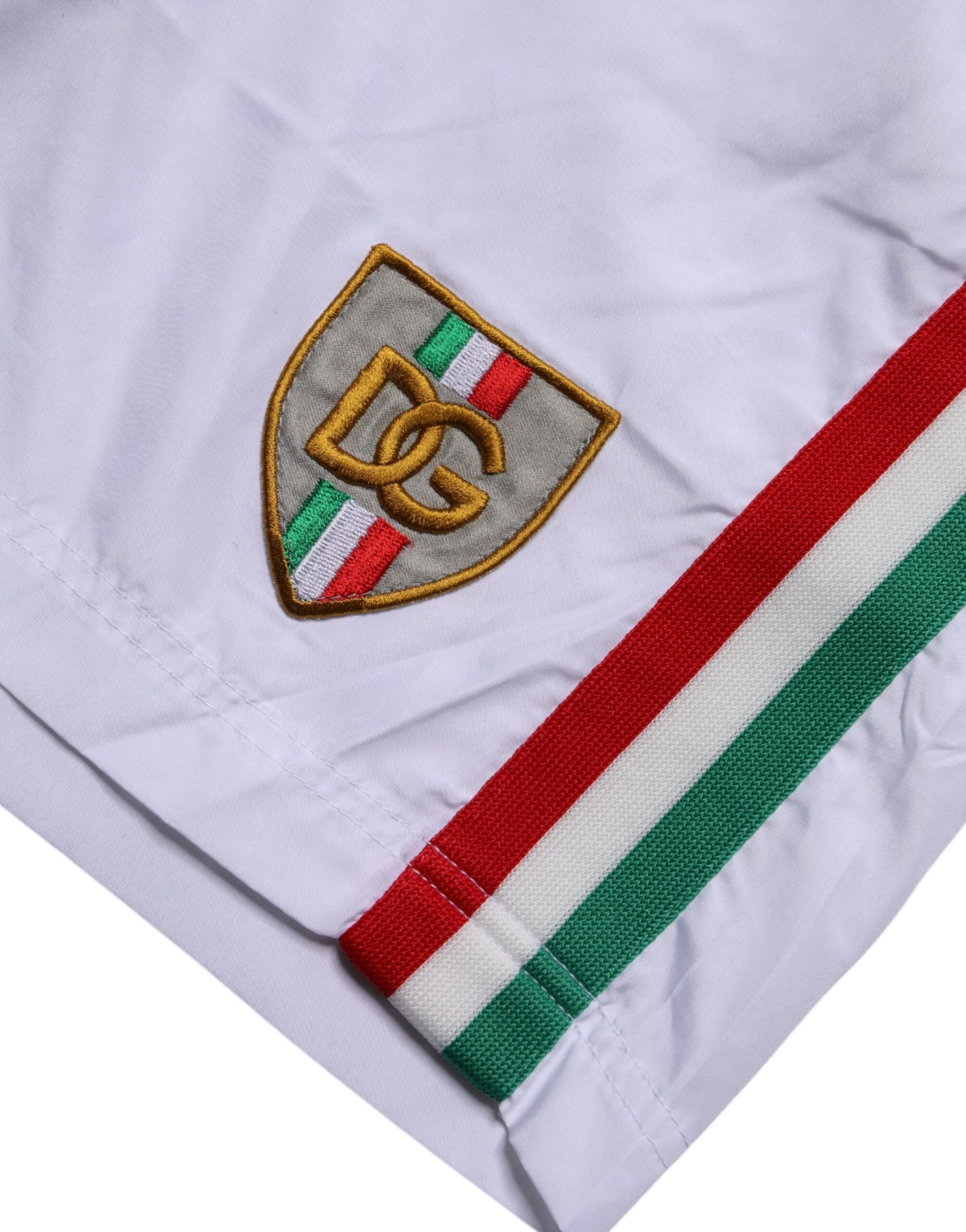Dolce & Gabbana White Logo Polyester Men Beachwear Swimwear | Regal Royce