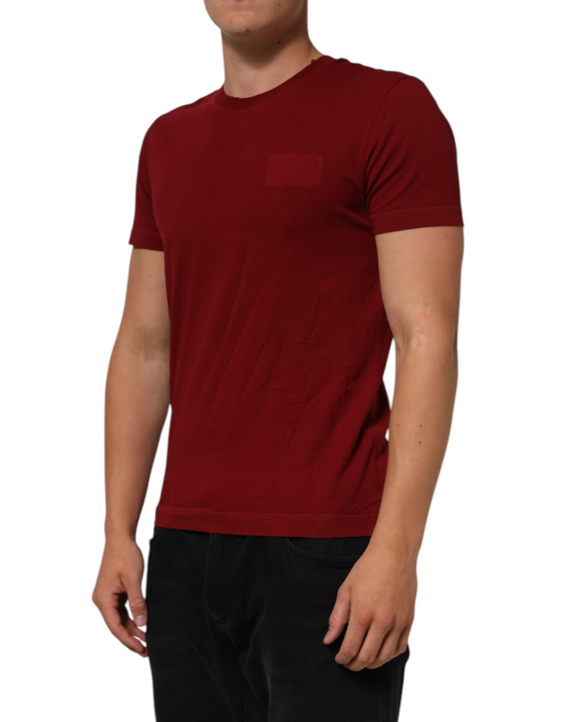 Dolce & Gabbana Maroon Cotton Crew Neck Short Sleeves T-Shirt | Regal Royce