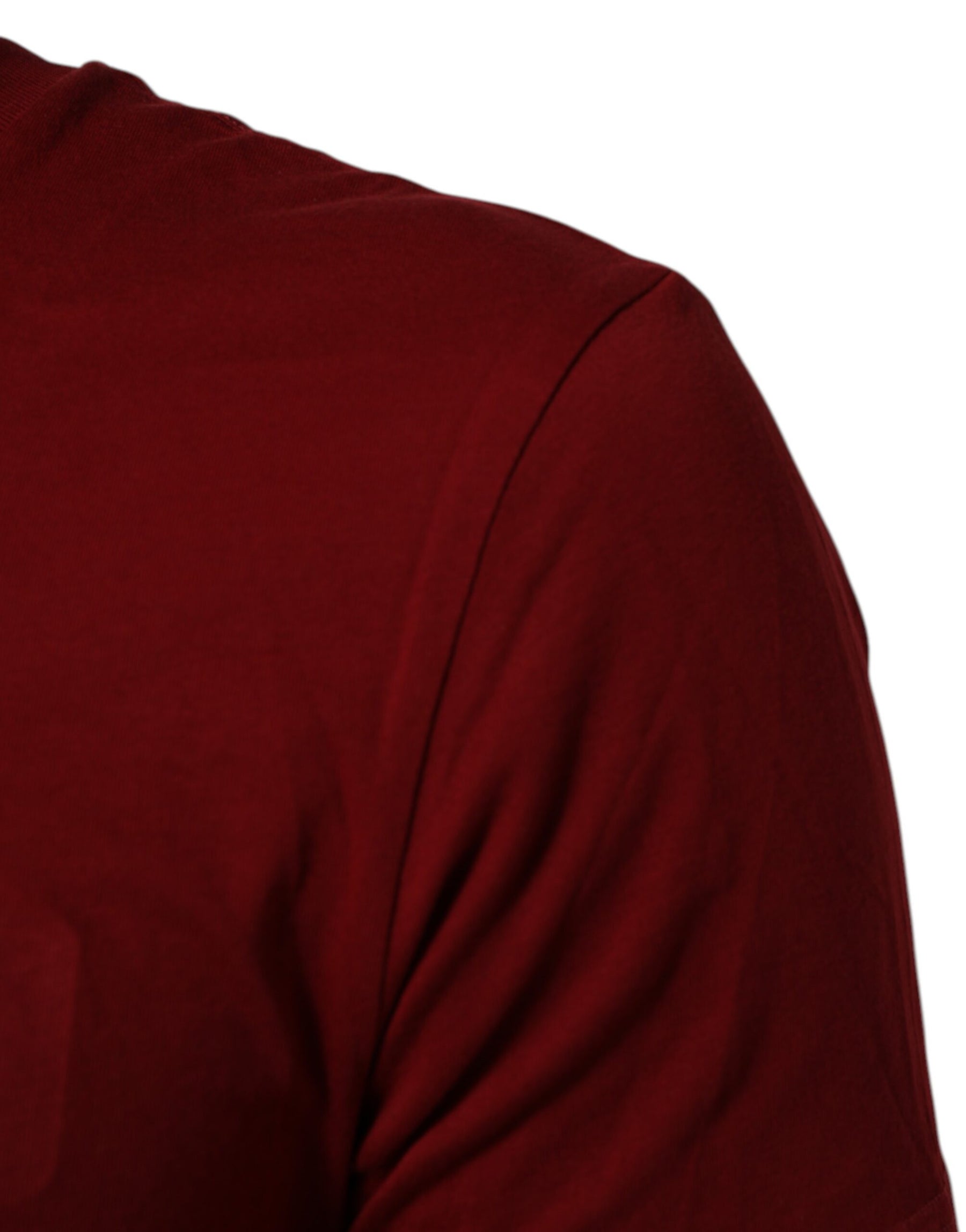 Dolce & Gabbana Maroon Cotton Crew Neck Short Sleeves T-Shirt | Regal Royce