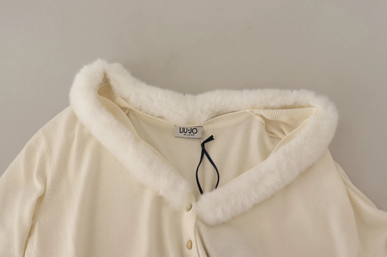 Liu Jo White Viscose Long Sleeves Fur Shearling Blouse | Regal Royce