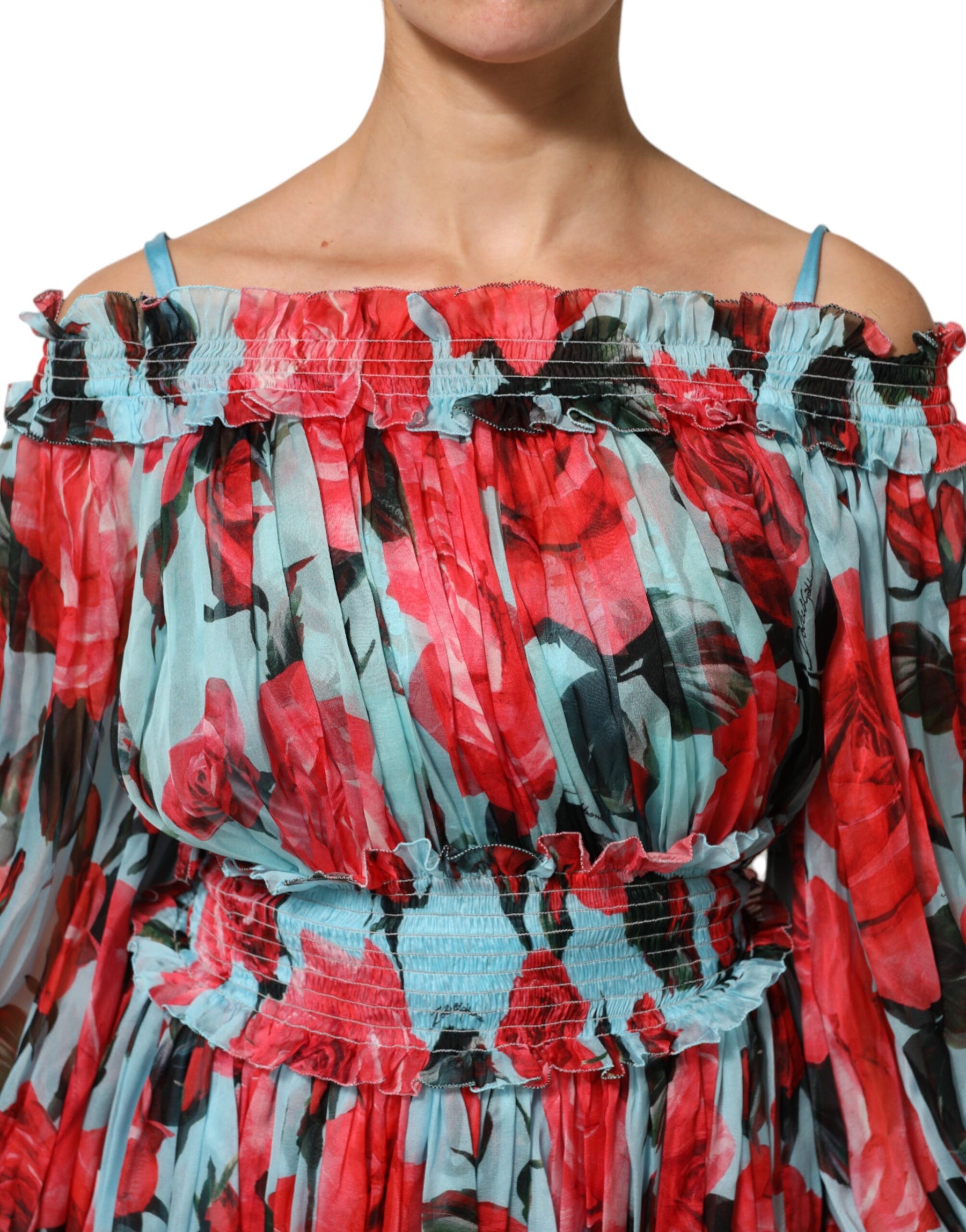 Dolce & Gabbana Multicolor Romantic Floral Silk Chiffon Dress | Regal Royce