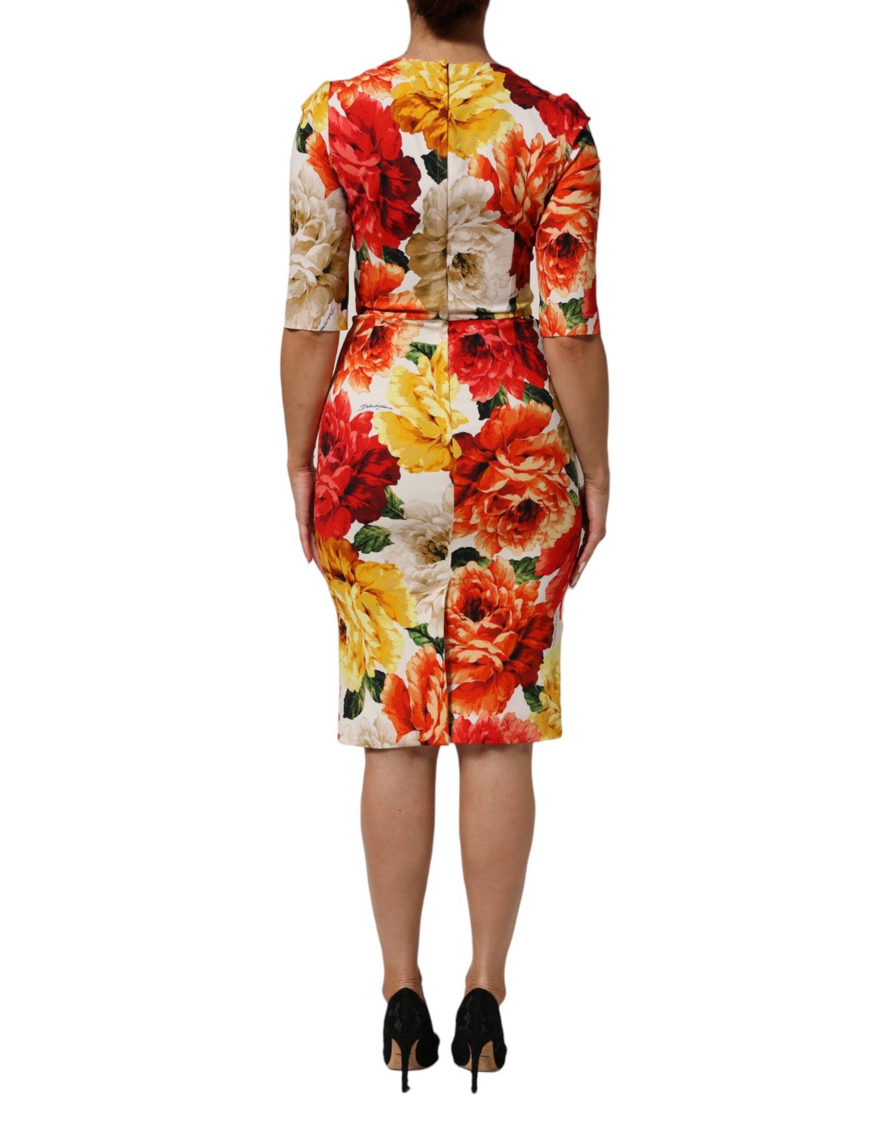 Dolce & Gabbana Multicolor Floral Print Viscose Sheath Dress | Regal Royce