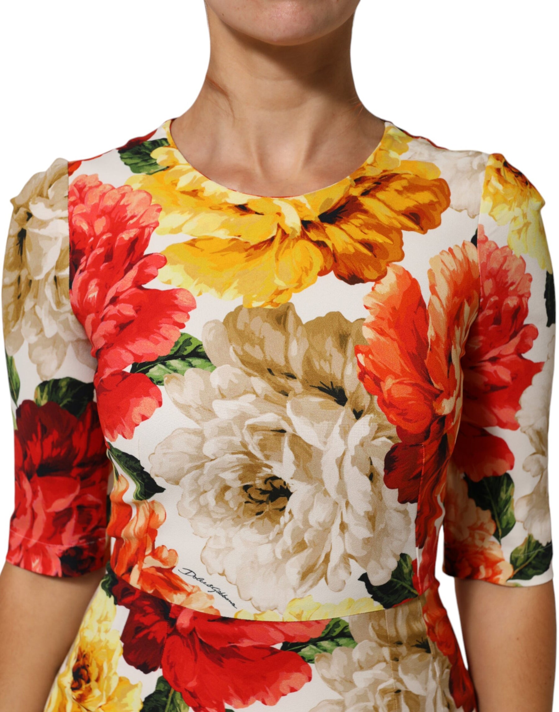 Dolce & Gabbana Multicolor Floral Print Viscose Sheath Dress | Regal Royce