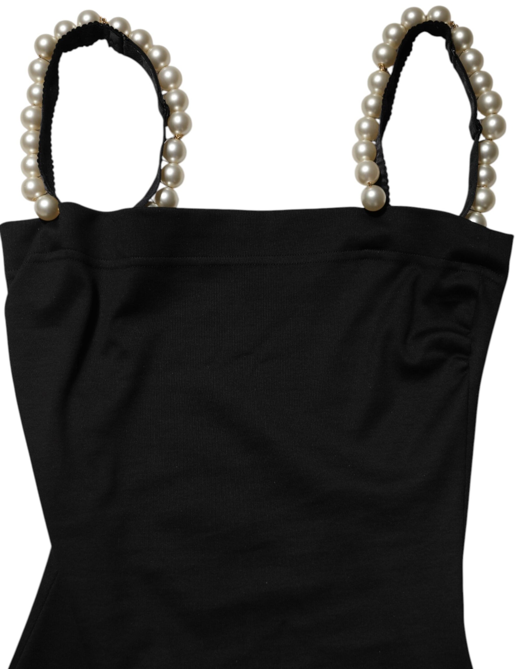 Dolce & Gabbana Black Faux Pearl Cotton Sheath Mini Dress | Regal Royce