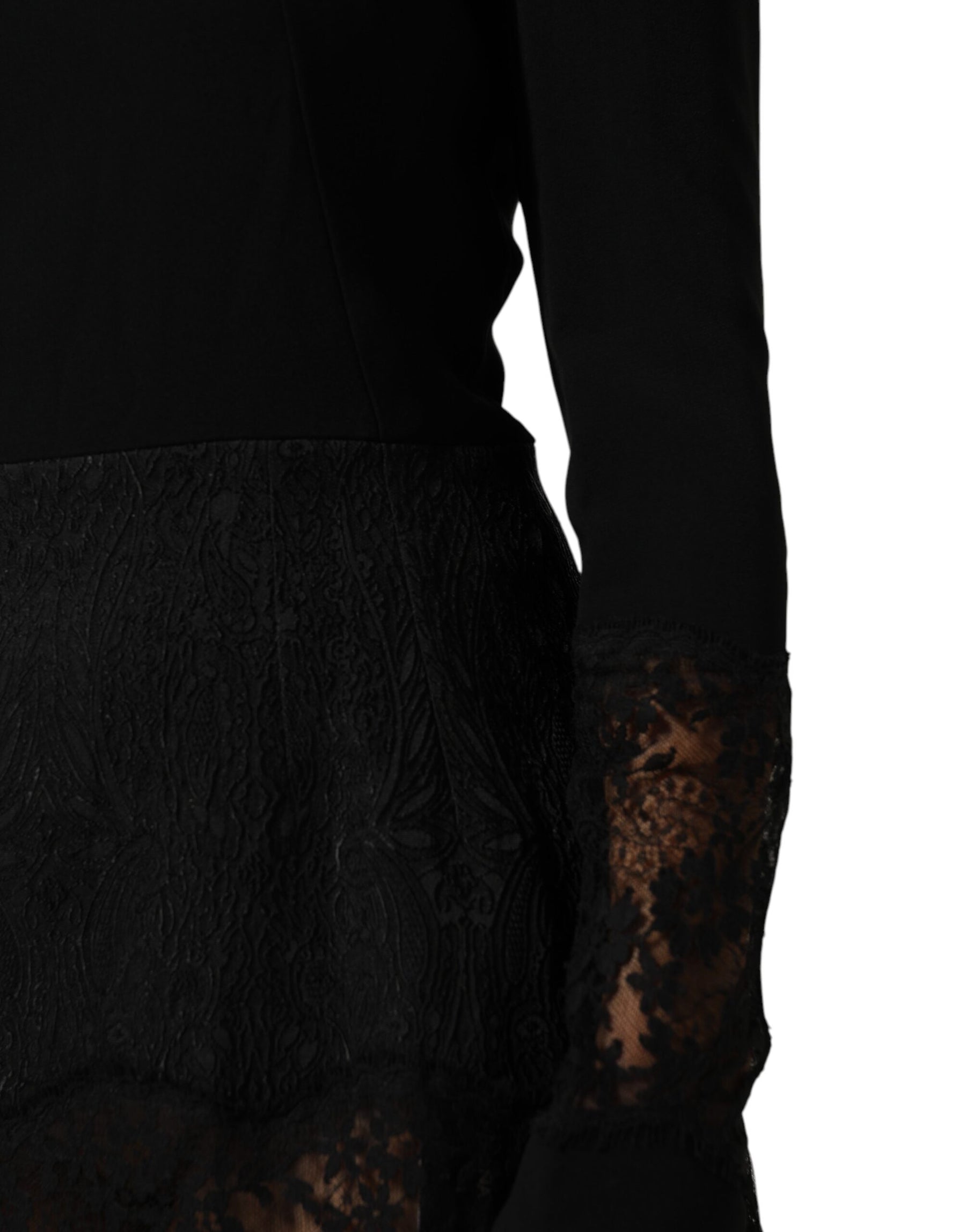 Dolce & Gabbana Black Floral Lace Trim Sheath A-line Dress | Regal Royce