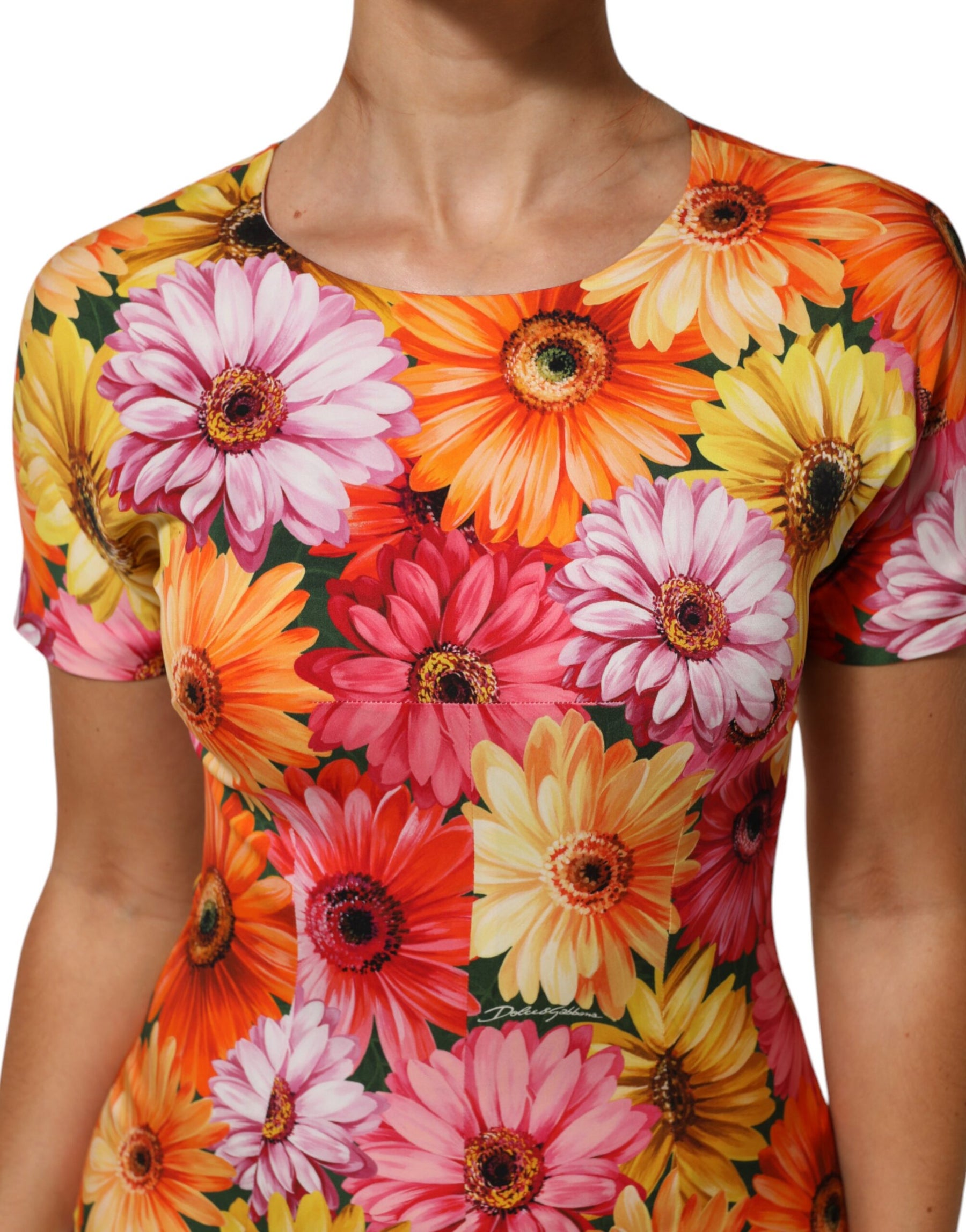 Dolce & Gabbana Multicolor Floral Print SilkSheath Midi Dress | Regal Royce