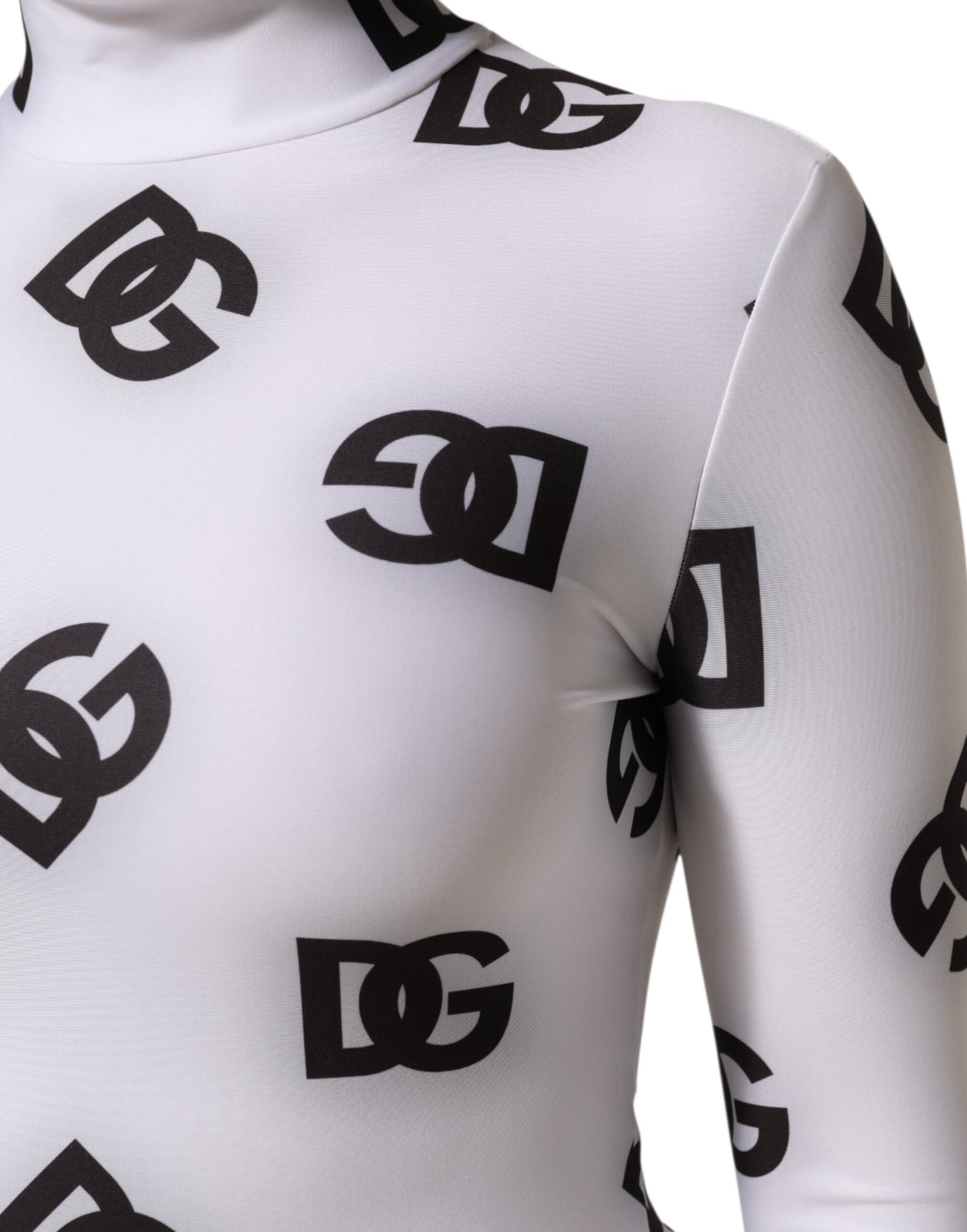 Dolce & Gabbana Black White Logo Monogram Long Sleeves Jumpsuit Dress | Regal Royce