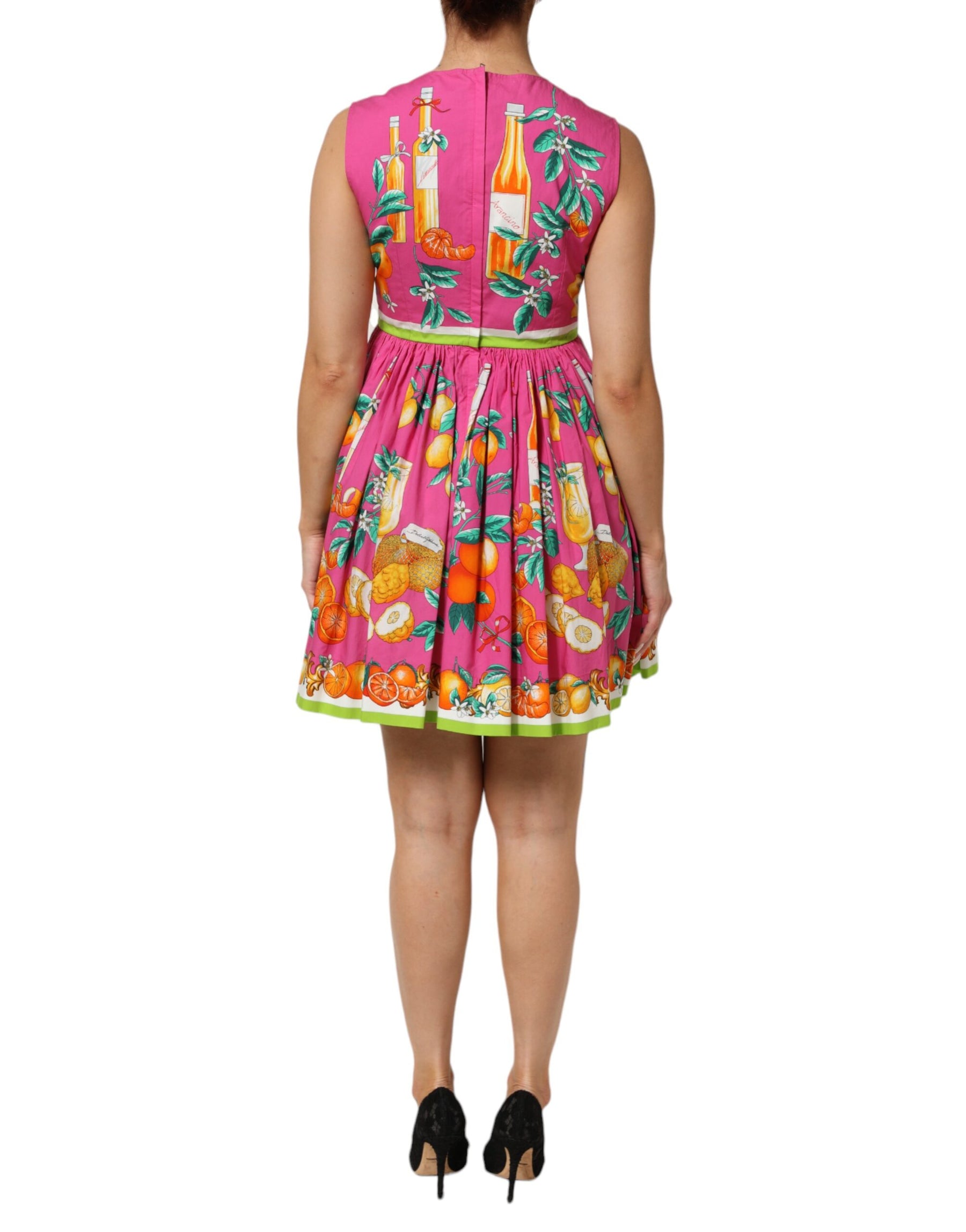 Dolce & Gabbana Pink Fruit Print A-line Mini Sleeveless Dress | Regal Royce