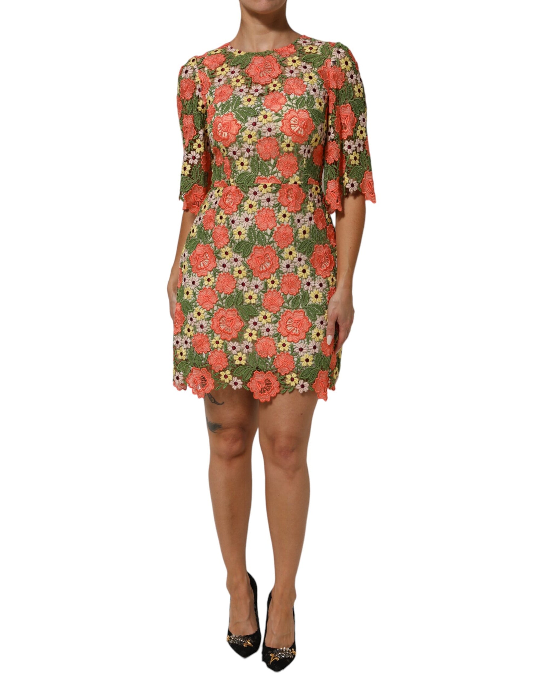 Dolce & Gabbana Multicolor Floral Embroidery Aline Mini Dress | Regal Royce