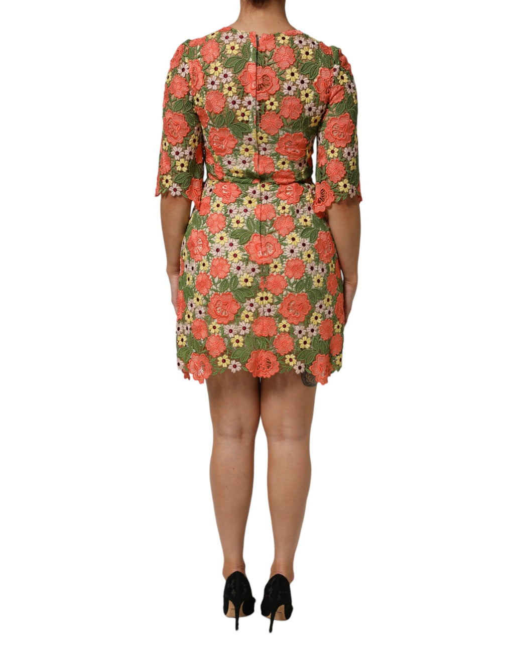 Dolce & Gabbana Multicolor Floral Embroidery Aline Mini Dress