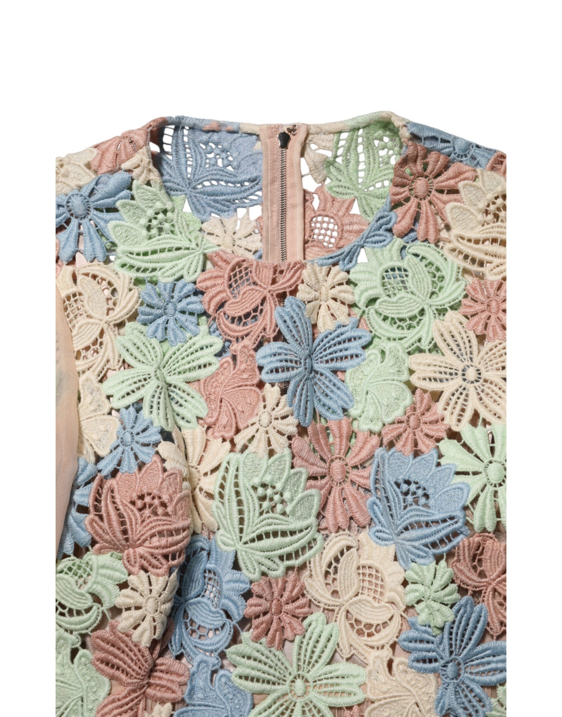 Dolce & Gabbana Pink Floral Embroidery Pleated A-line Dress | Regal Royce